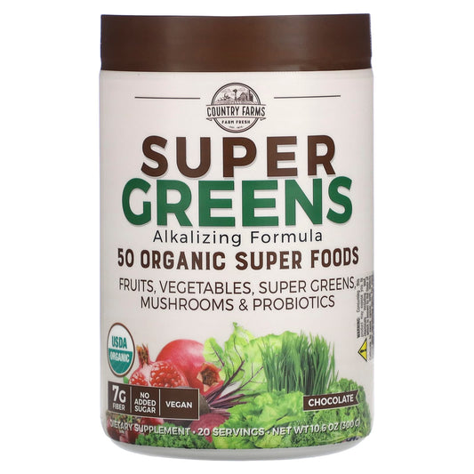 Country Farms Super Greens Alkalizing Formula - Chocolate, 10.6 oz - Image 1