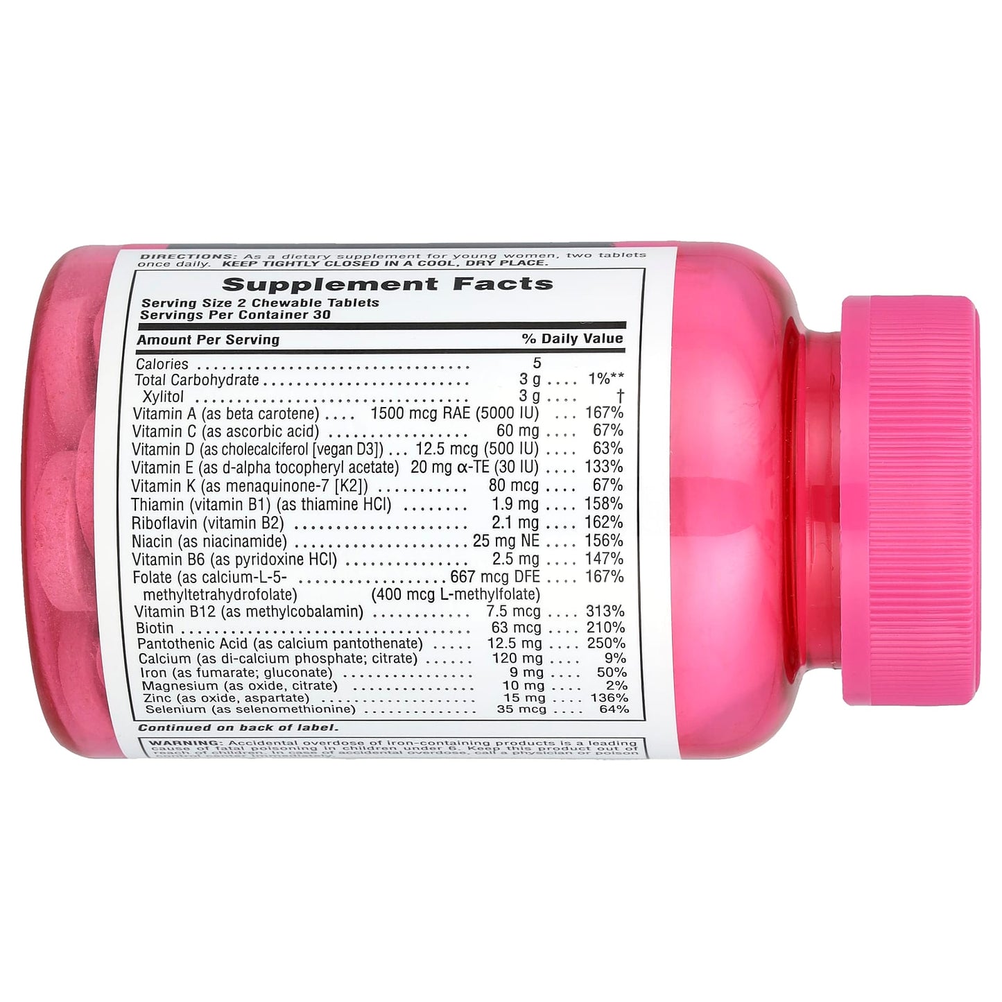 NaturesPlus, Source of Life®, Power Teen® for Her, Sugar Free, Wild Berry, 60 Chewable Tablets - Image 2