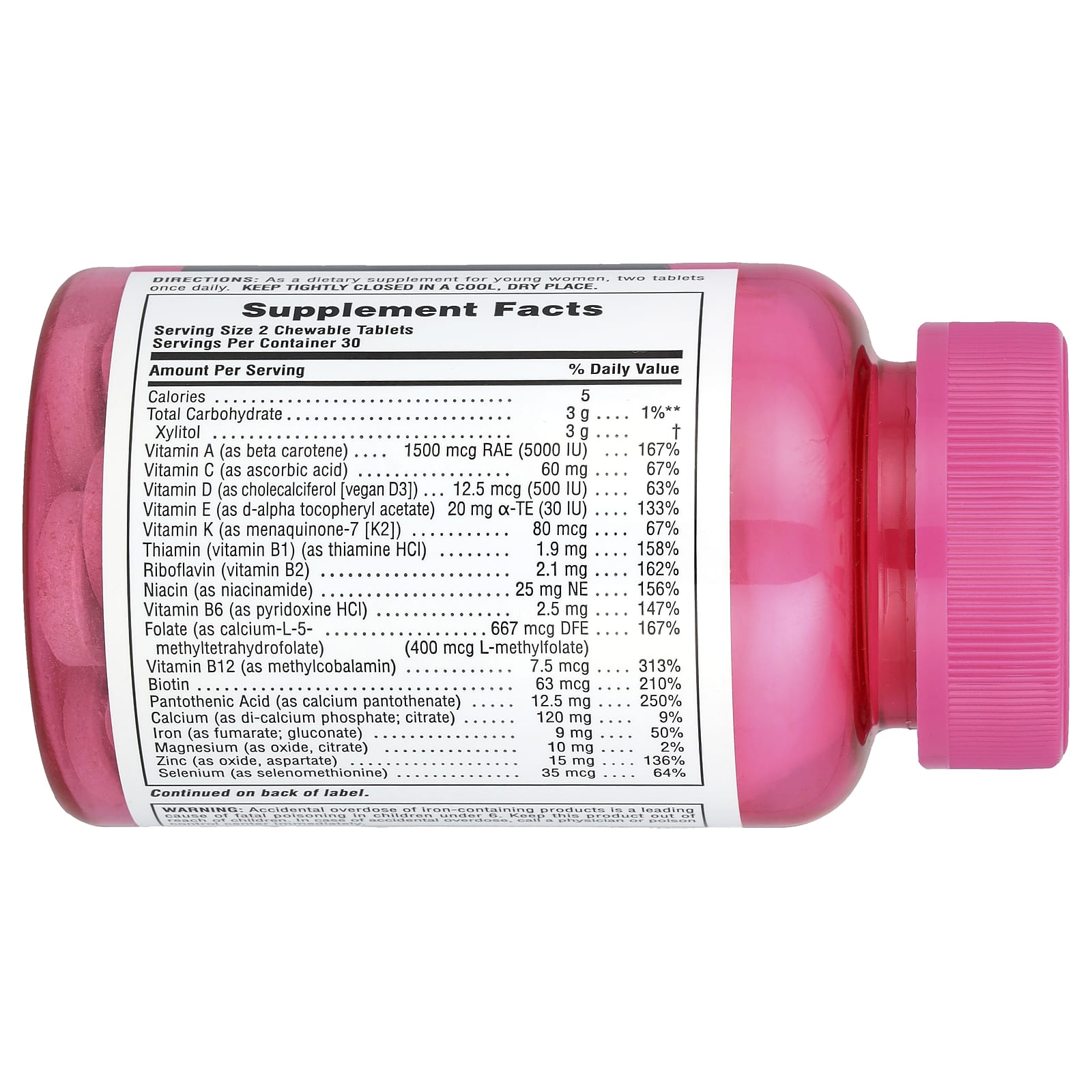 NaturesPlus, Source of Life®, Power Teen® for Her, Sugar Free, Wild Berry, 60 Chewable Tablets - Image 2
