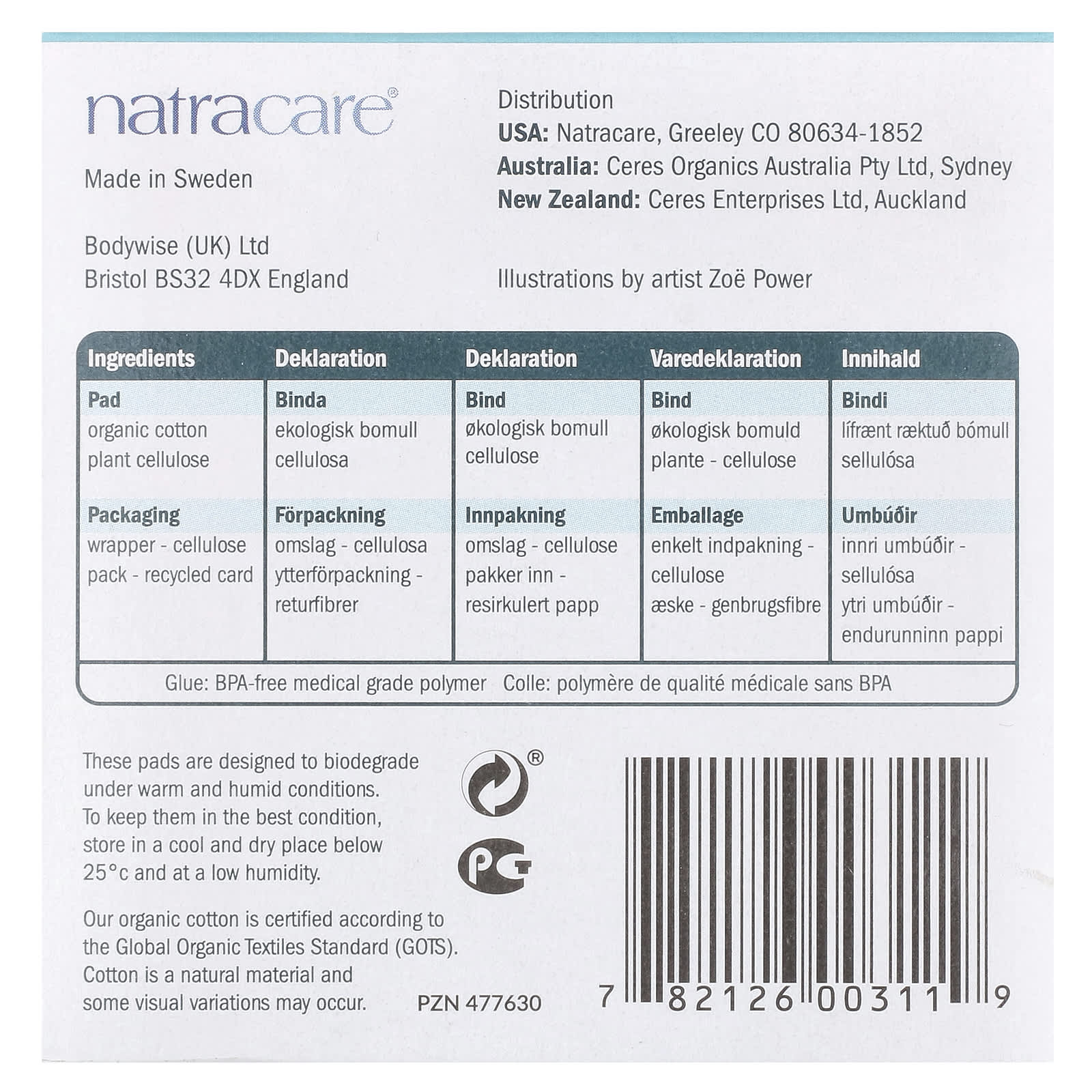 Natracare, Ultra Pads, Organic Cotton Cover, Super Plus, 12 Pads - Image 2