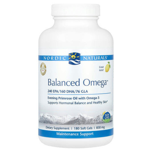 Nordic Naturals, Balanced Omega™, Lemon, 830 mg, 180 Softgels (415 mg per Softgel) - Image 1