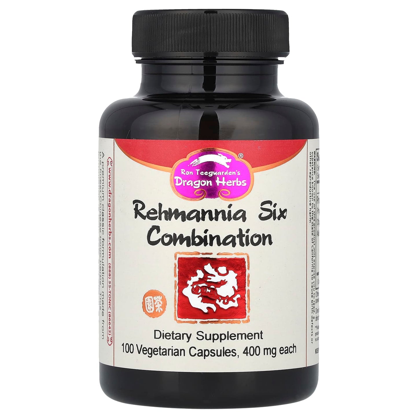 Rehmannia Six Combination Tonic Capsules by Dragon Herbs - 100 Vegetarian Capsules - Image 1
