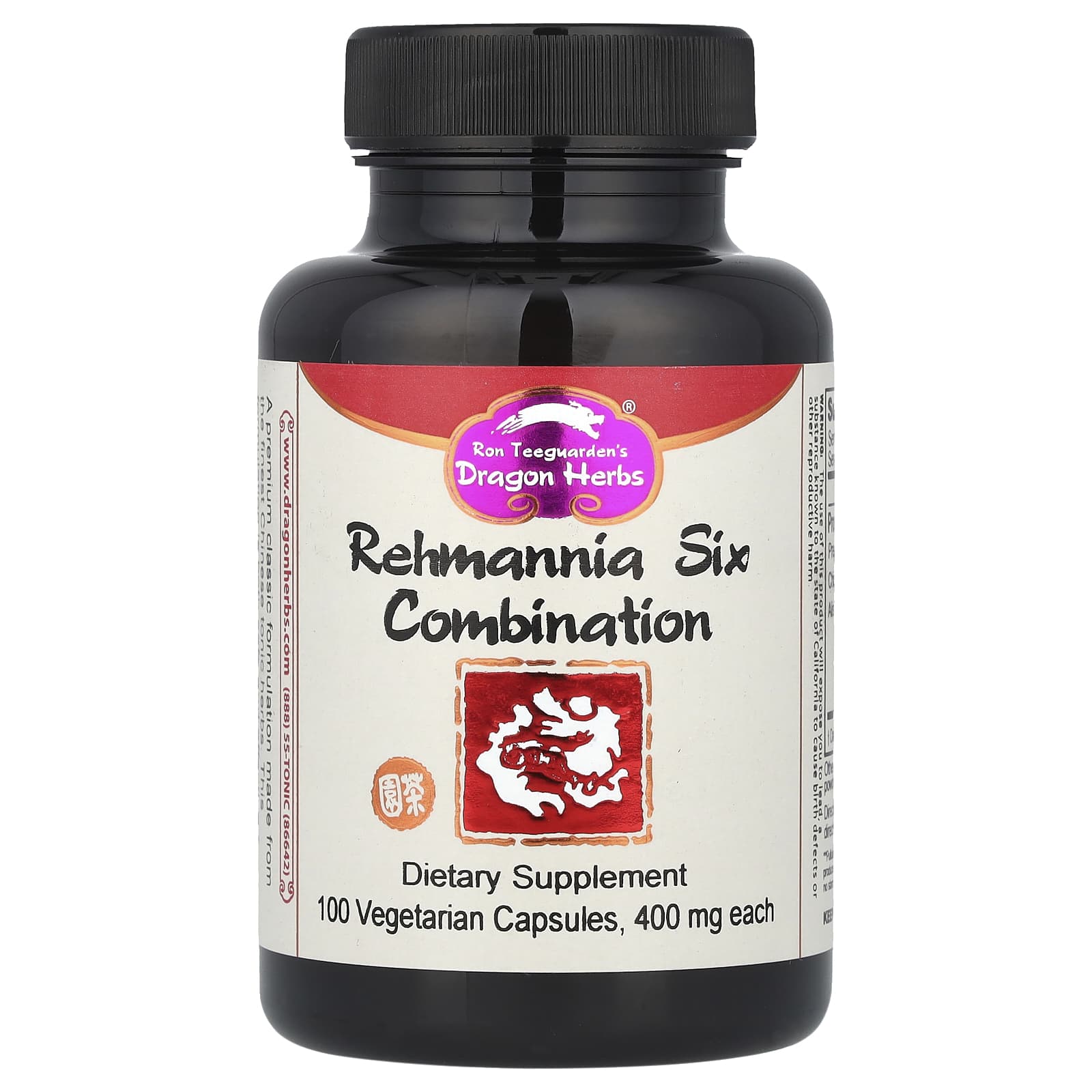 Rehmannia Six Combination Tonic Capsules by Dragon Herbs - 100 Vegetarian Capsules - Image 1