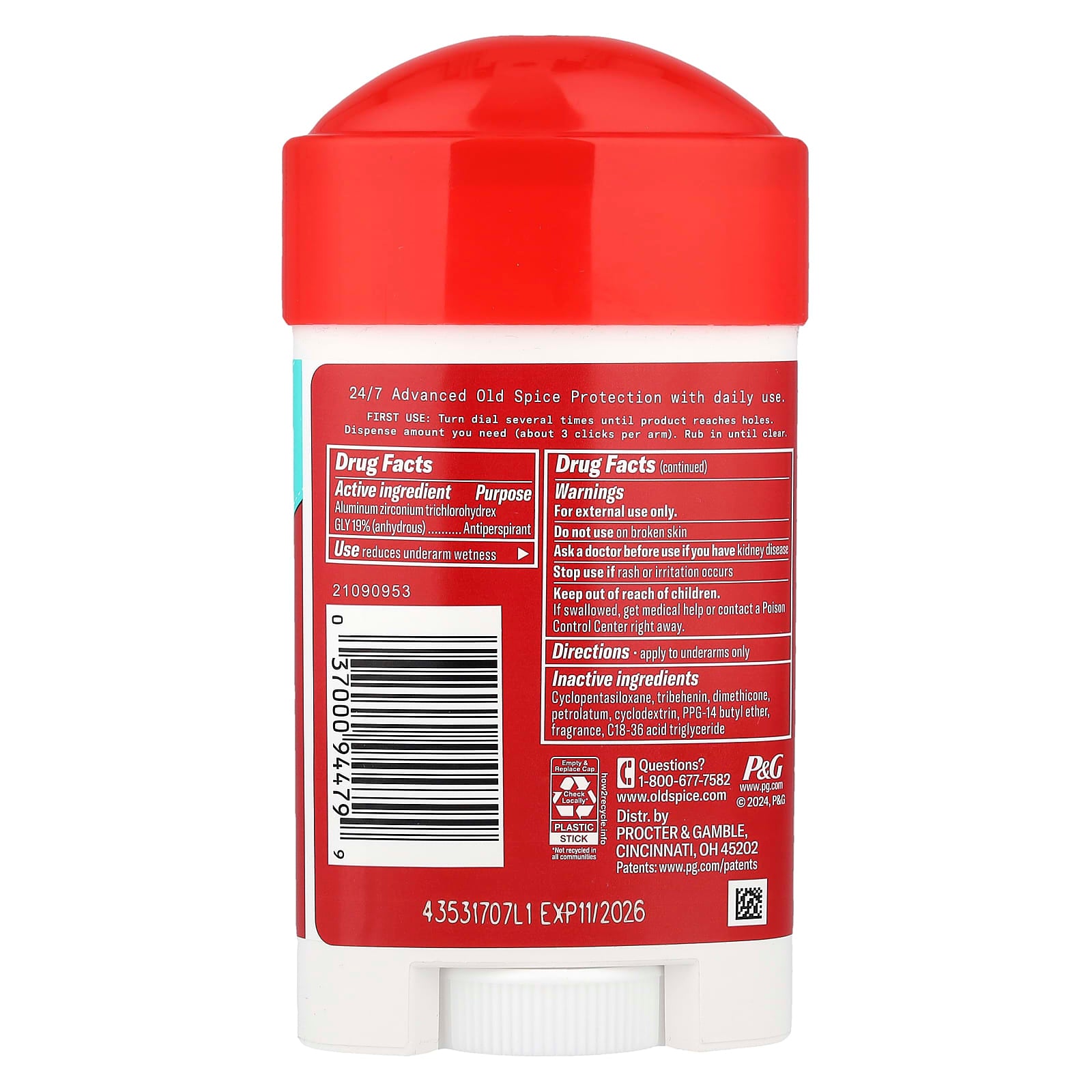 Old Spice, Sweat Defense, Antiperspirant Deodorant, Soft Solid, Pure Sport®, 2.6 oz (73 g) - Image 2