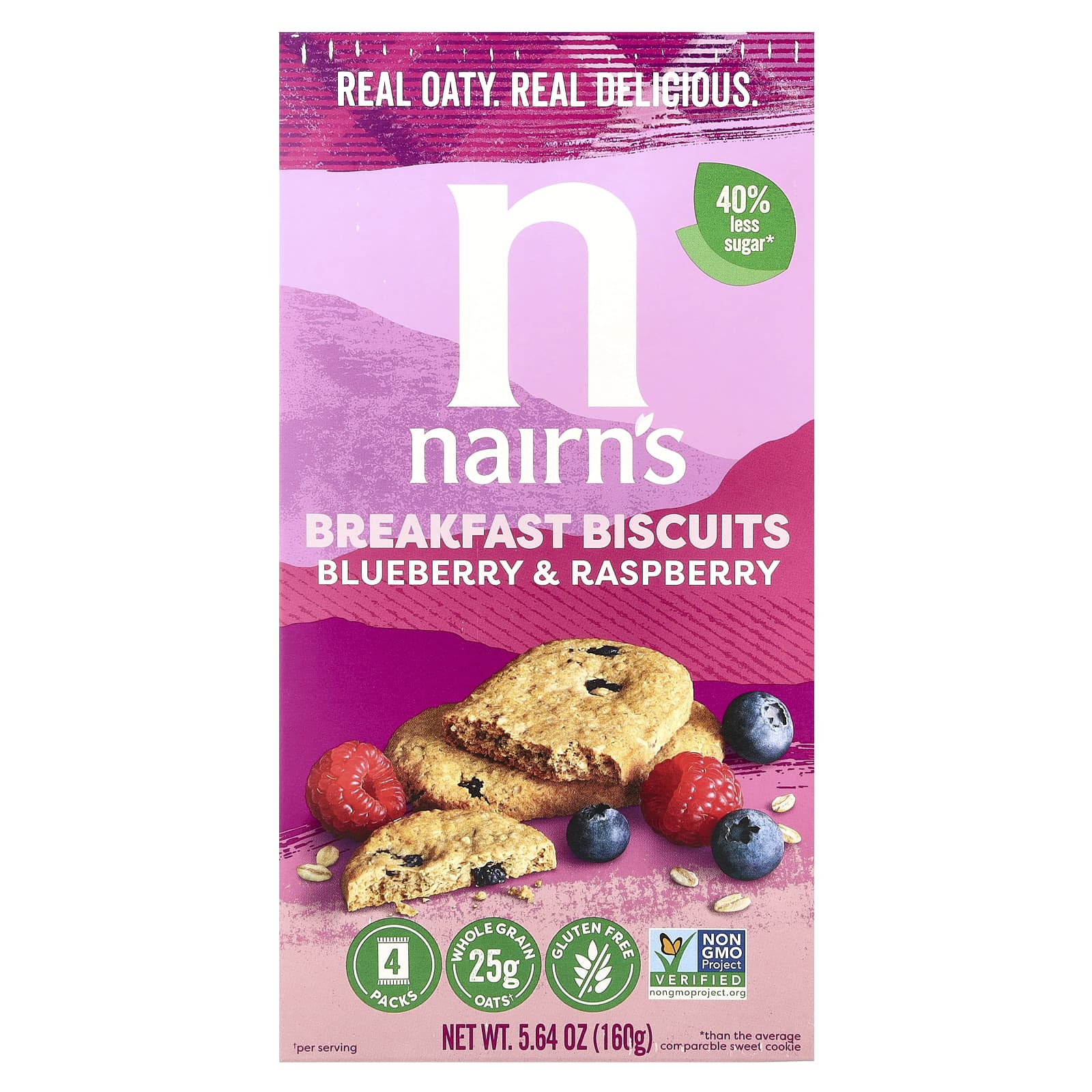 Nairn's, Breakfast Biscuits, Blueberry & Raspberry, 5.64 oz (160 g) - Image 1