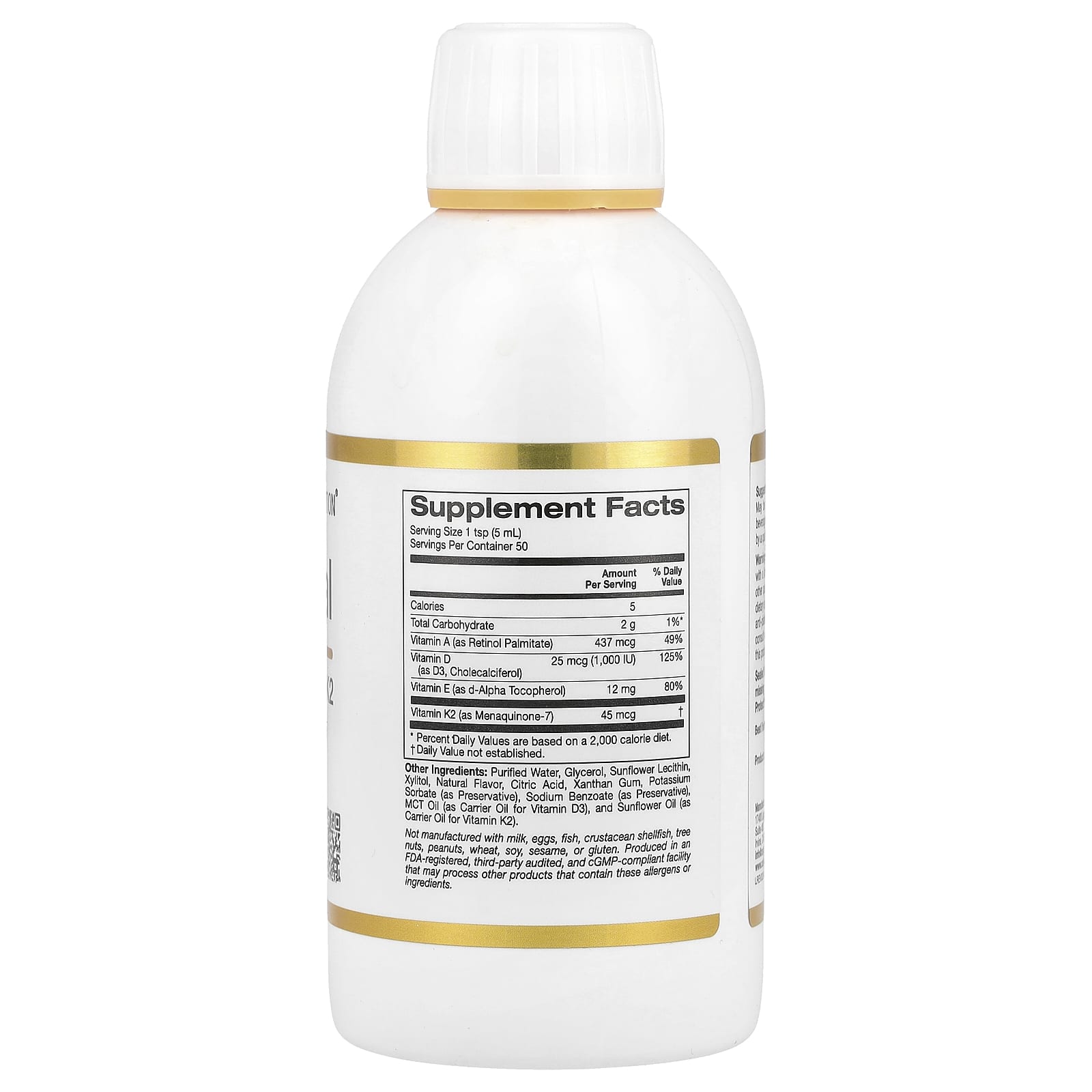 California Gold Nutrition Liposomal Vitamins A, D3, E & K2 + Pineapple Flavor, 8.5 fl oz - Image 2