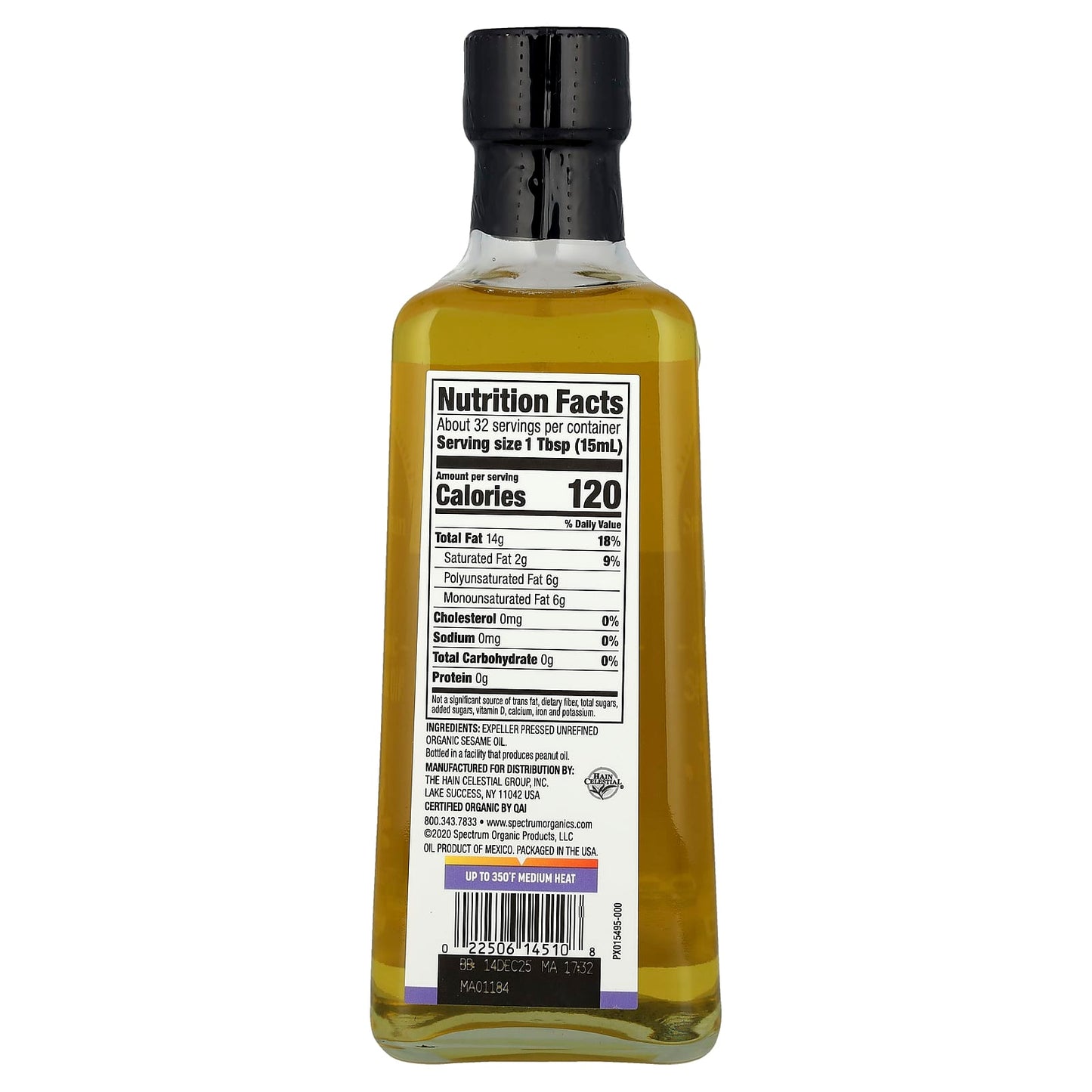 Spectrum Culinary, Organic Sesame Oil, Unrefined, 16 fl oz (473 ml) - Image 2