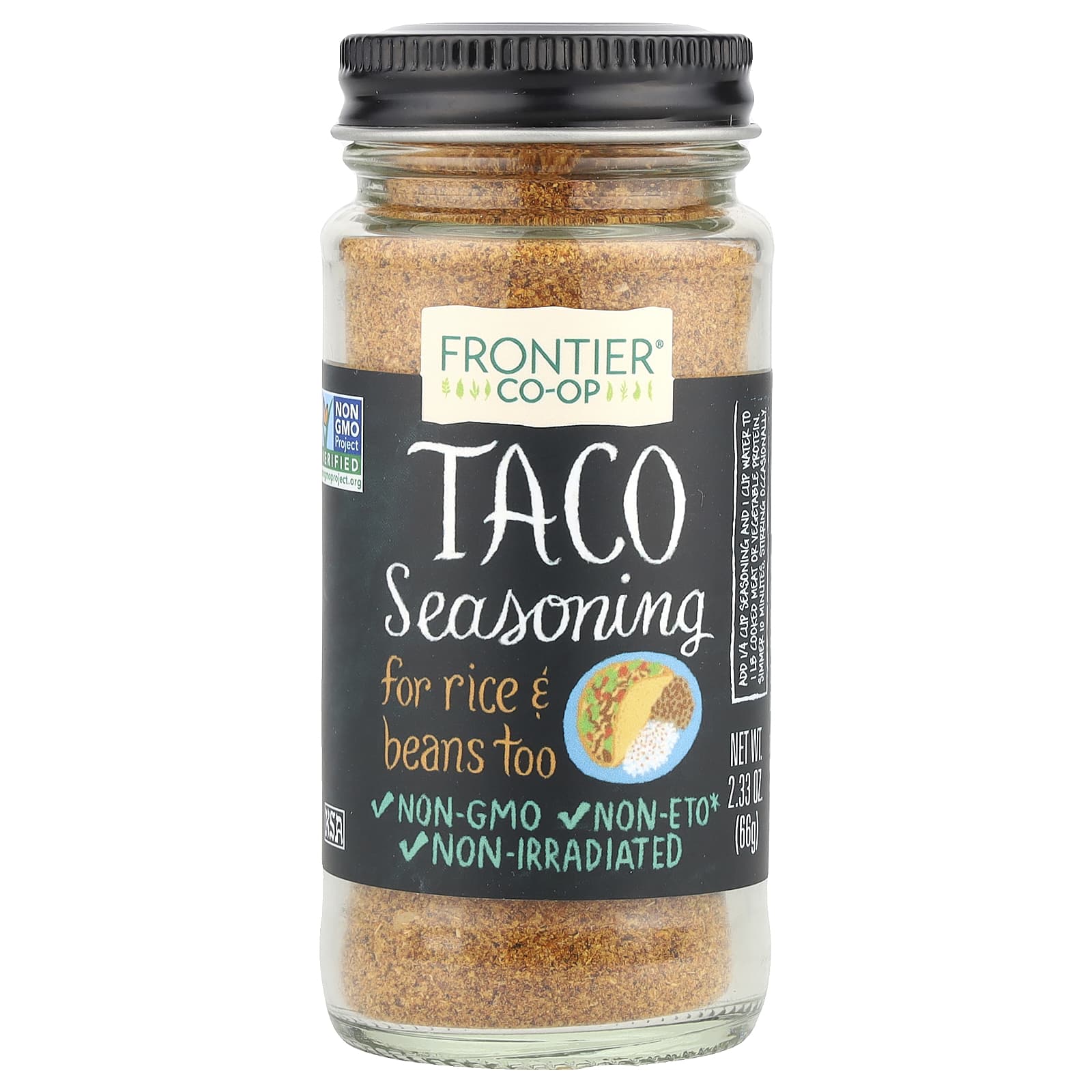 Organic Frontier Co-op Taco Seasoning, 2.33 oz - Non-GMO & Kosher - Image 1