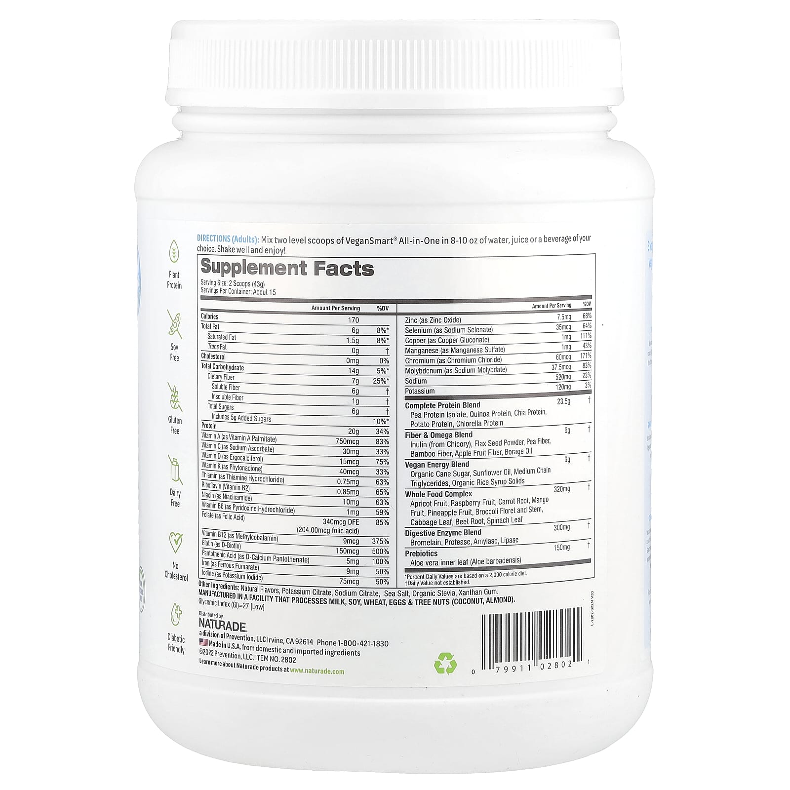 VeganSmart, All-In-One Nutritional Shake, Vanilla, 1.4 lb (645 g) - Image 2