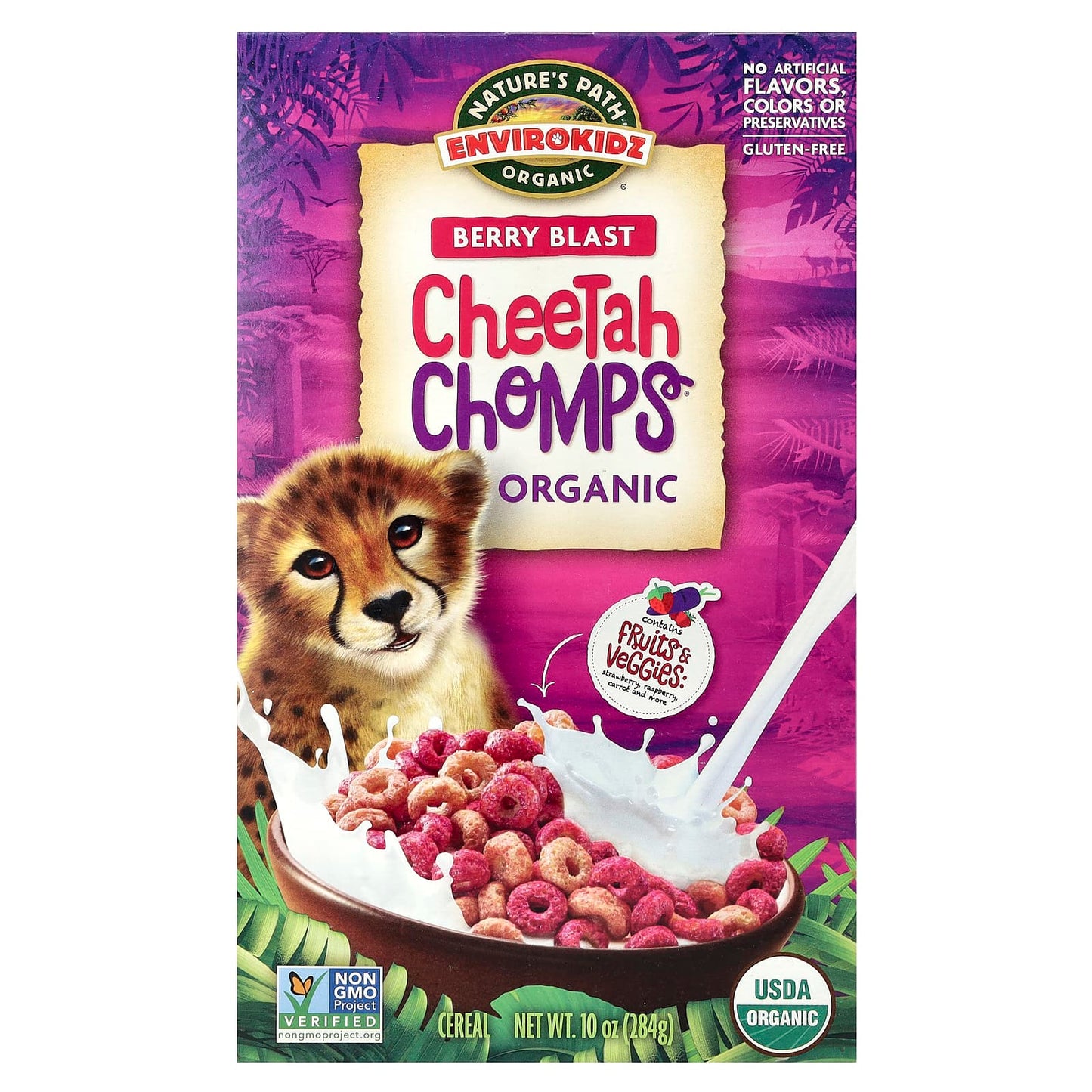 Nature's Path, EnviroKidz, Organic Cheetah Chomps® Cereal, Berry Blast , 10 oz (284 g) - Image 1