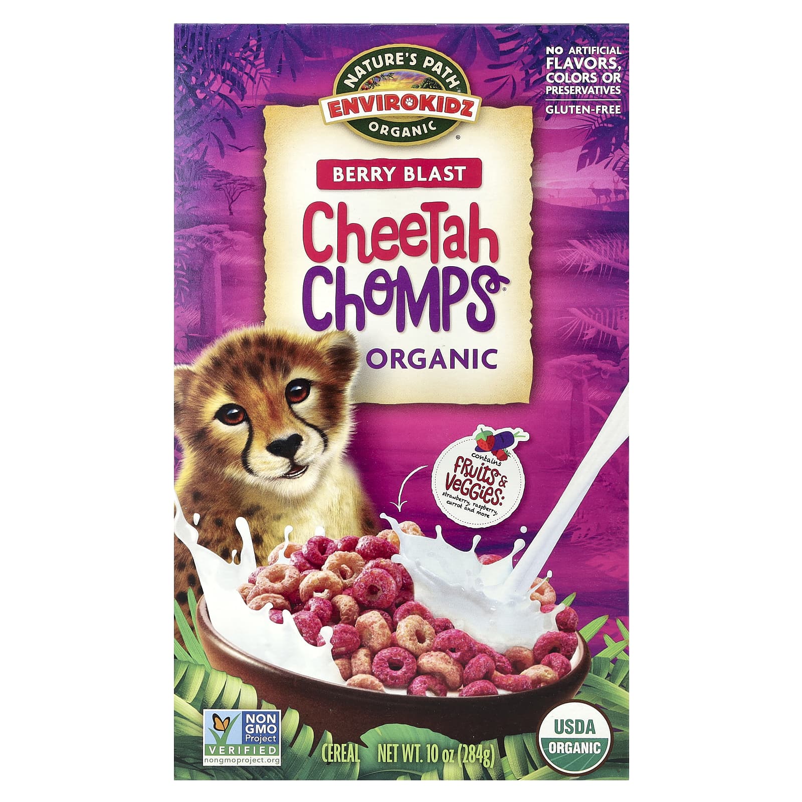 Nature's Path, EnviroKidz, Organic Cheetah Chomps® Cereal, Berry Blast , 10 oz (284 g) - Image 1