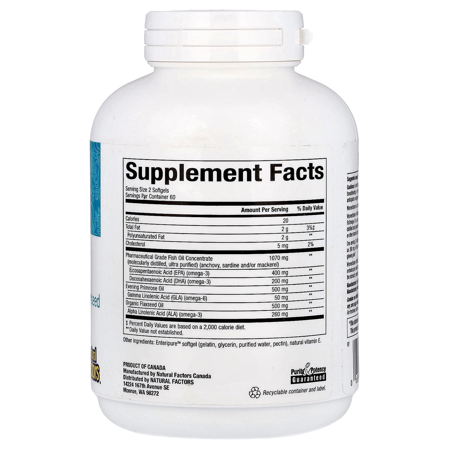 Natural Factors, WomenSense®, RxOmega-3, 120 Enteripure™ Softgels - Image 2