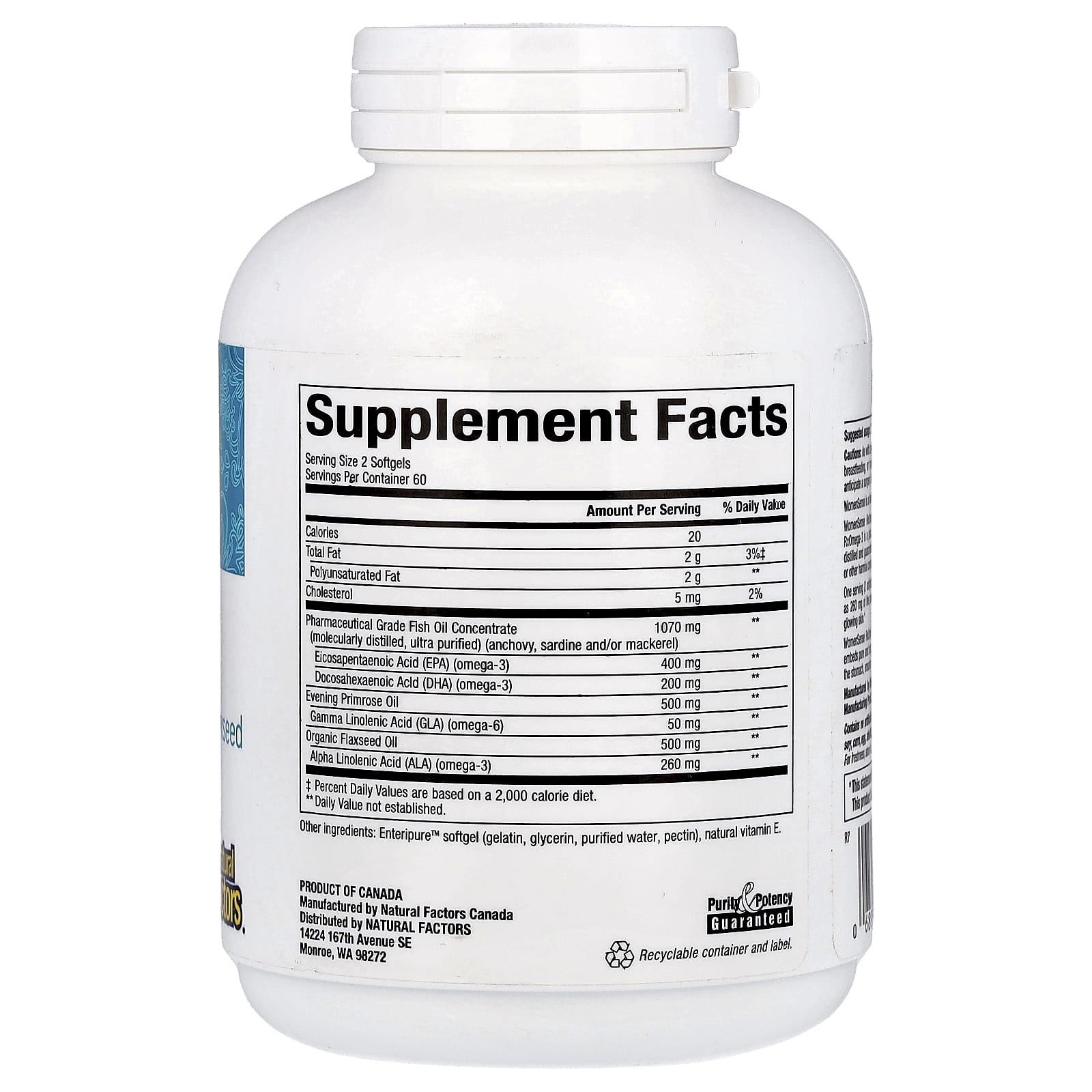 Natural Factors, WomenSense®, RxOmega-3, 120 Enteripure™ Softgels - Image 2