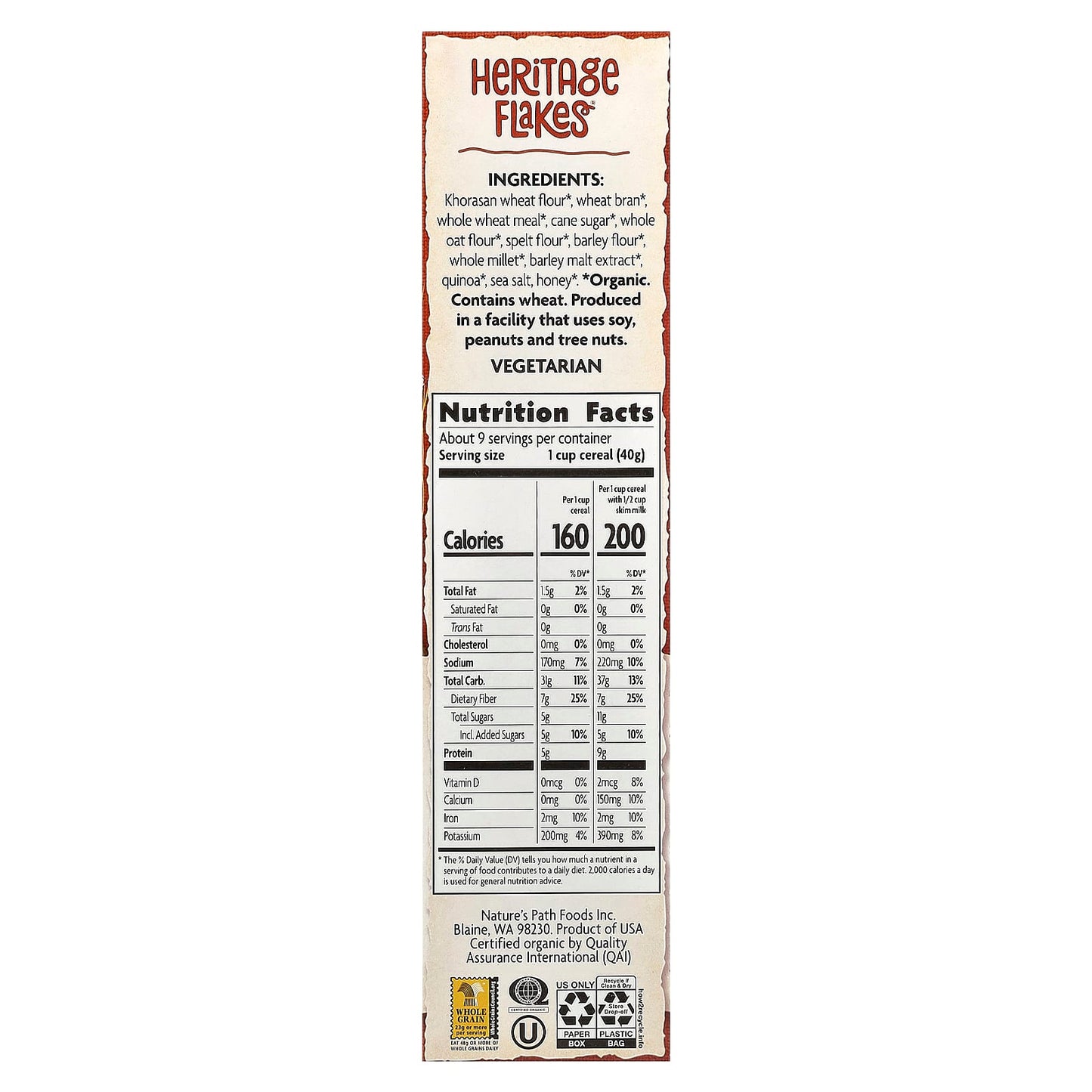 Nature's Path, Organic Heritage Flakes® Cereal, 13.25 oz (375 g) - Image 2