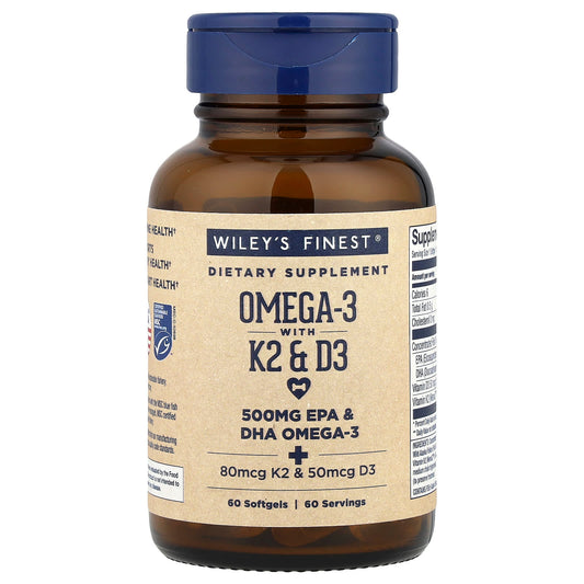 Wiley's Finest, Omega-3 With K2 & D3, 60 Softgels - Image 1