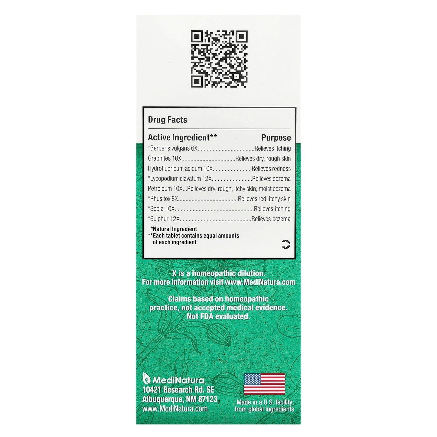 MediNatura, BHI, Skin Eczema Relief Tablets, 100 Tablets - Image 2