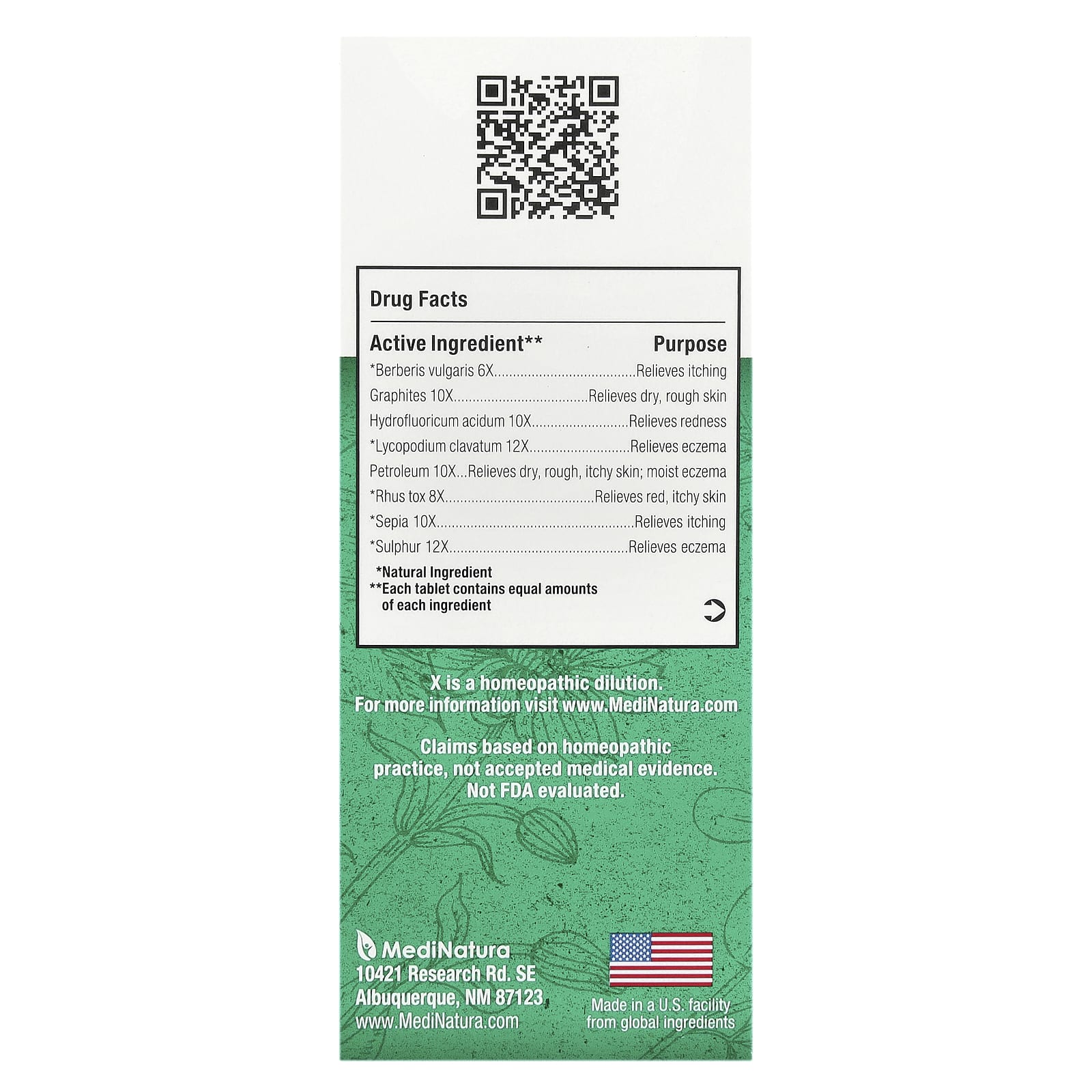 MediNatura, BHI, Skin Eczema Relief Tablets, 100 Tablets - Image 2