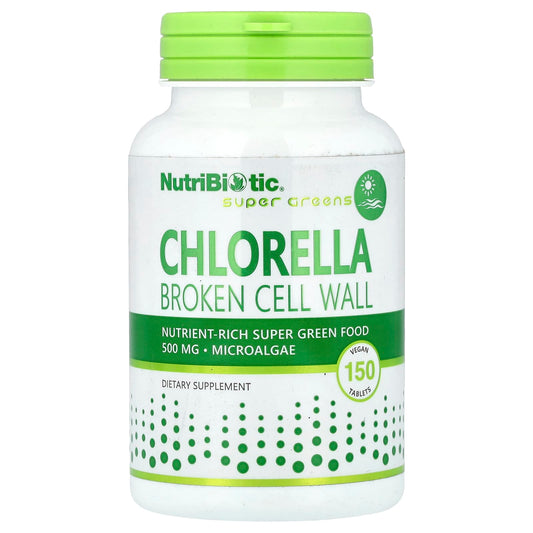 NutriBiotic, Super Greens, Chlorella, 150 Vegan Tablets (500 mg per Tablet) - Image 1