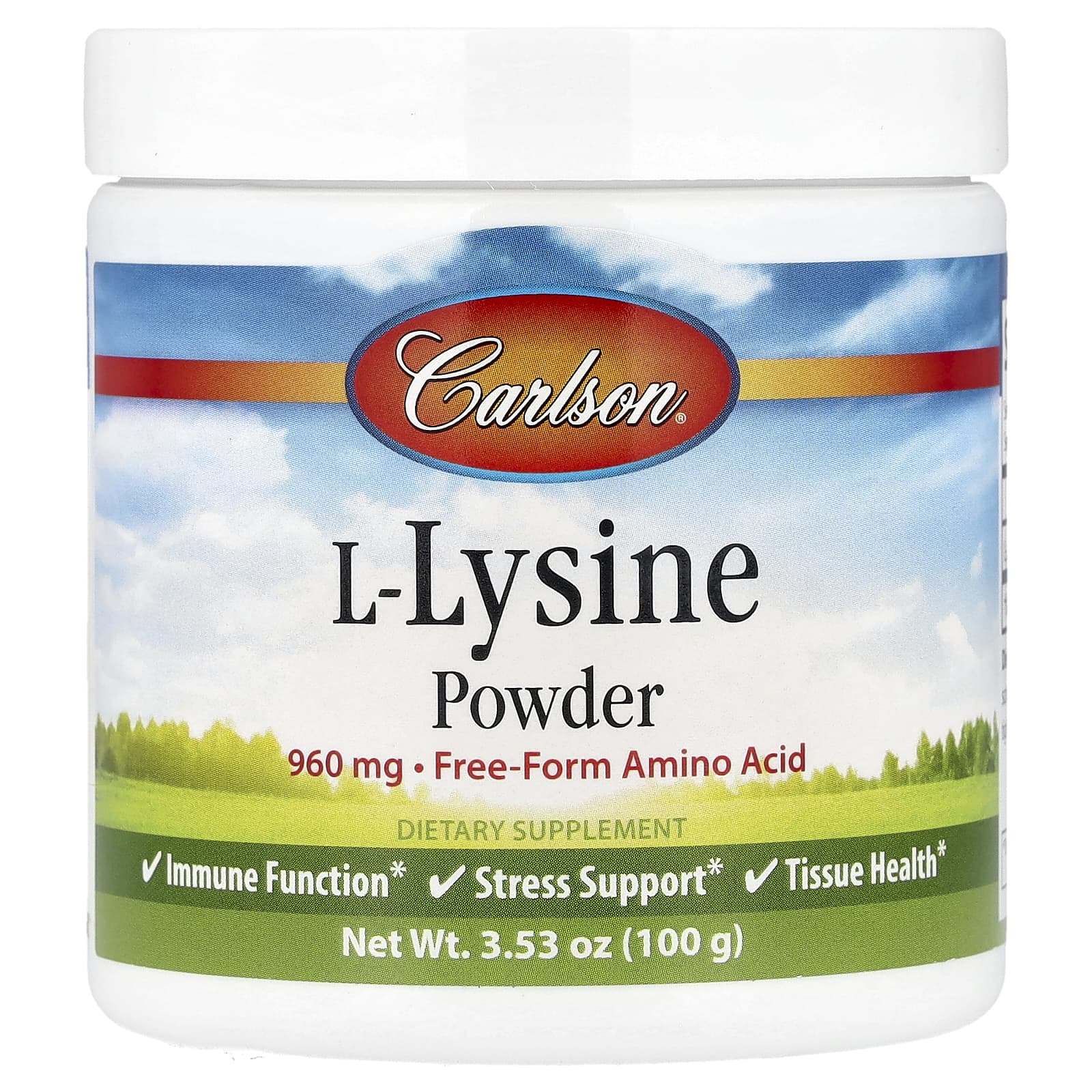 Carlson L-Lysine Powder Supplement 3.53 oz (100g) - Image 1