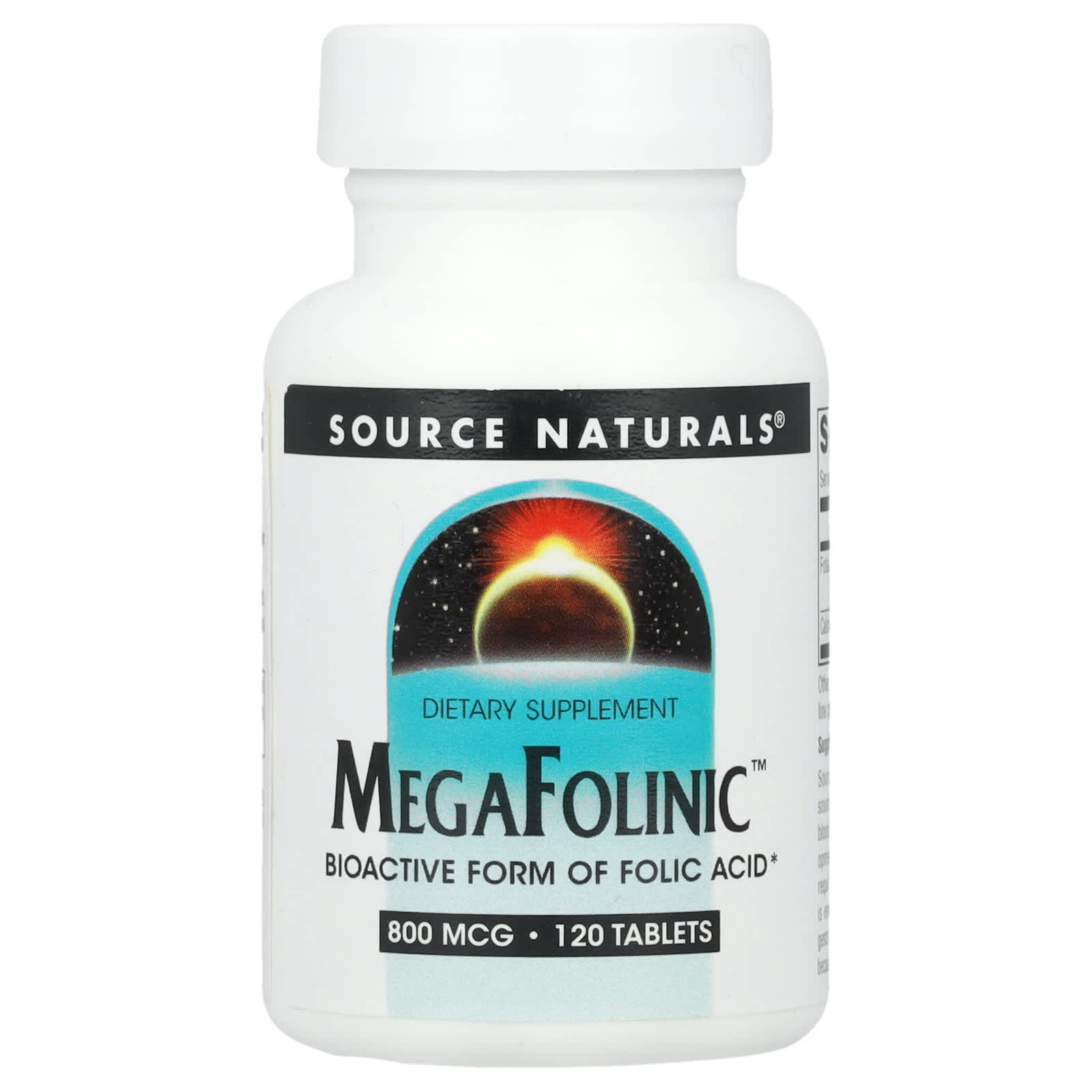 Source Naturals, MegaFolinic™, 800 mcg, 120 Tablets - Image 1