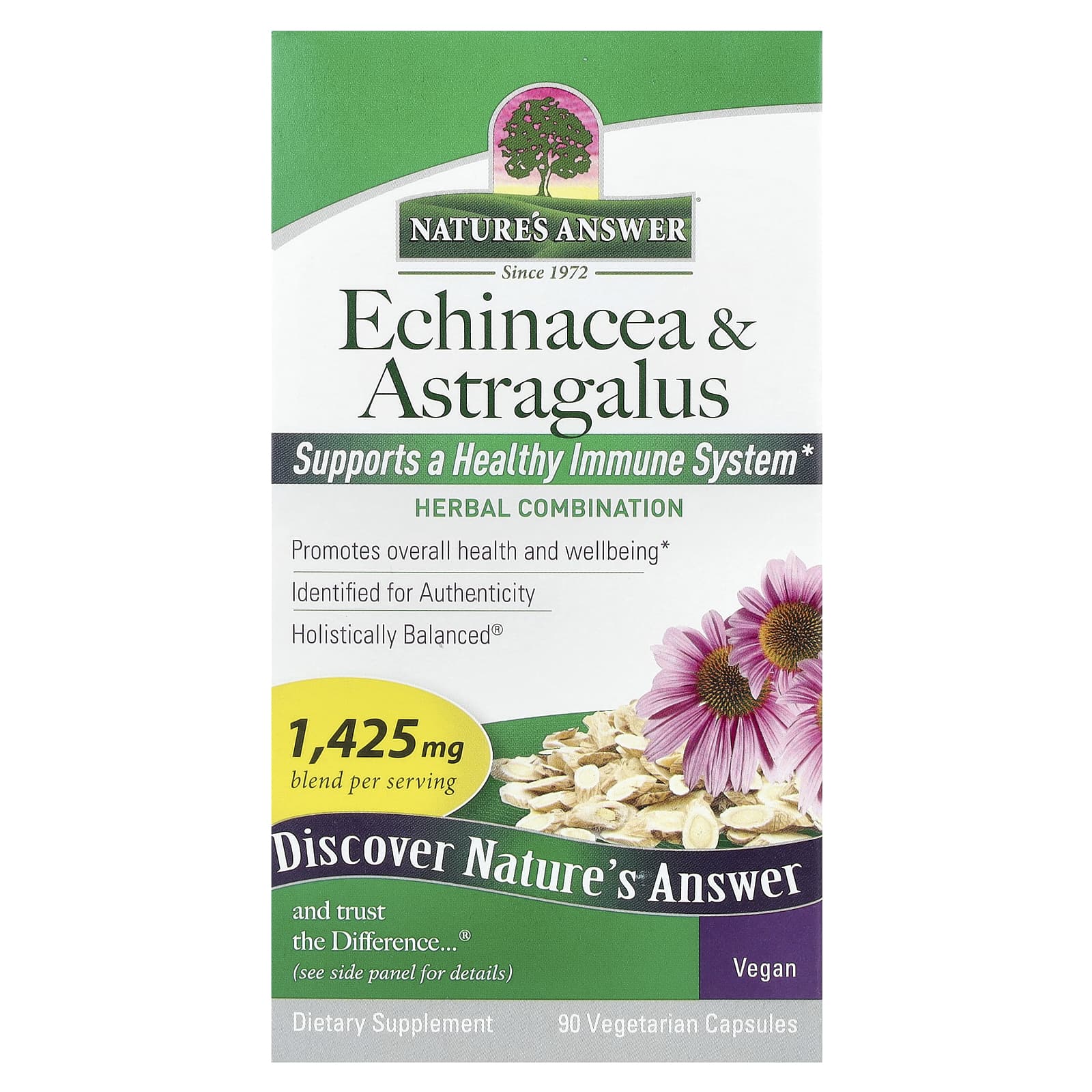 Nature's Answer, Echinacea & Astragalus, 90 Vegetarian Capsules - Image 1