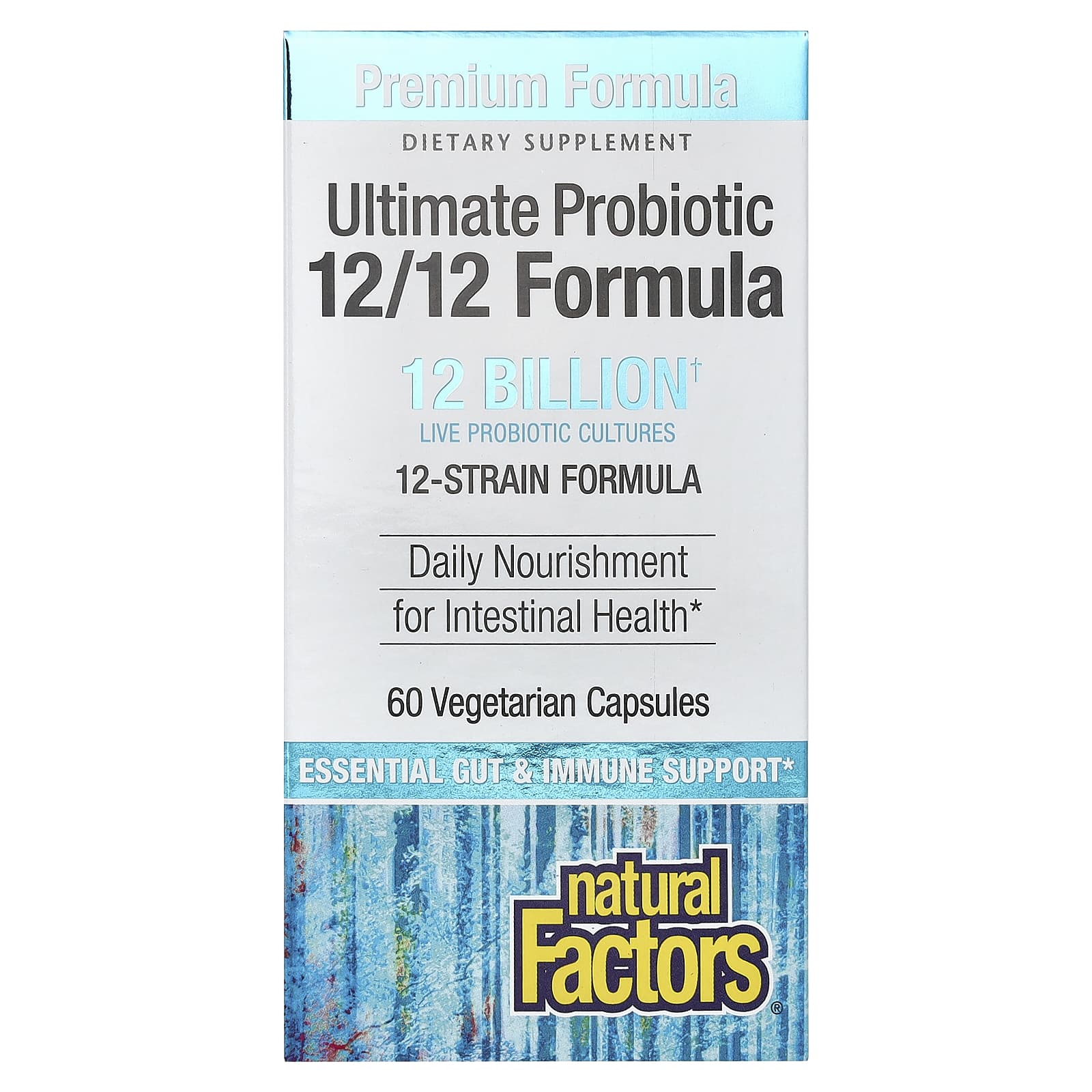 Natural Factors, Ultimate Probiotic, 12/12 Formula, 12 Billion, 60 Vegetarian Capsules - Image 1