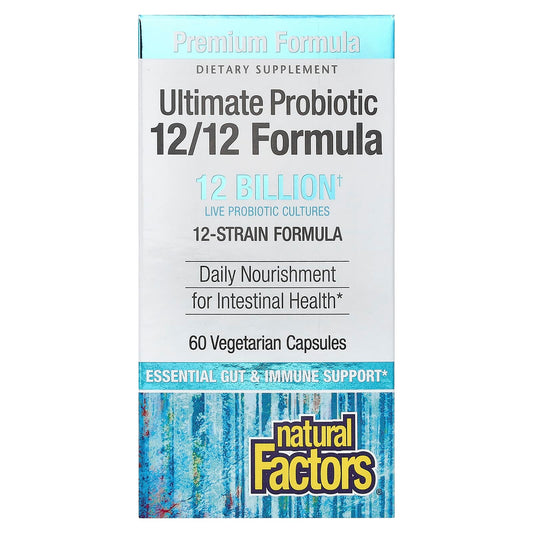 Natural Factors, Ultimate Probiotic, 12/12 Formula, 12 Billion, 60 Vegetarian Capsules - Image 1