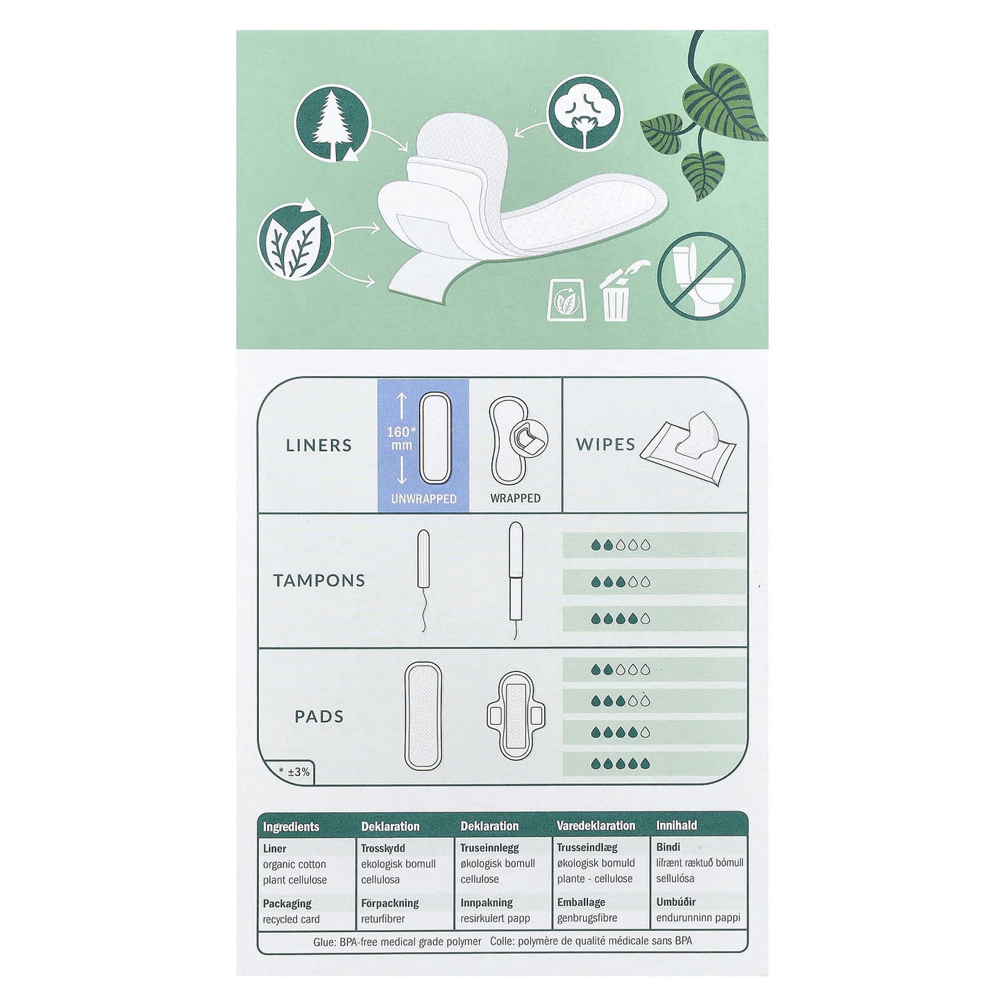 Natracare, Panty Liners, Organic Cotton Cover, Mini, 30 Liners - Image 2