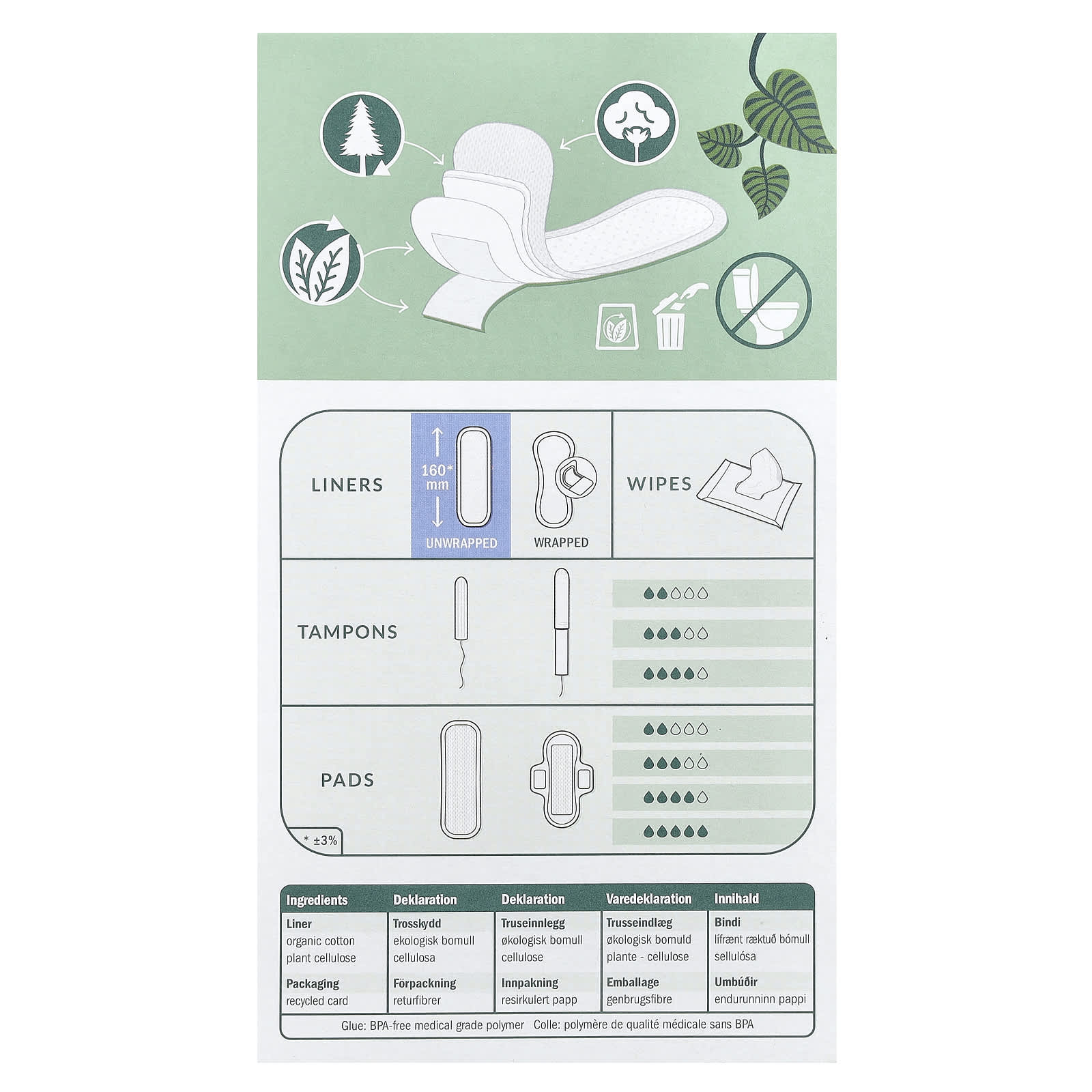 Natracare, Panty Liners, Organic Cotton Cover, Mini, 30 Liners - Image 2