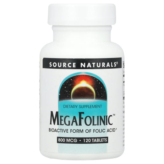 Source Naturals, MegaFolinic™, 800 mcg, 120 Tablets - Image 1