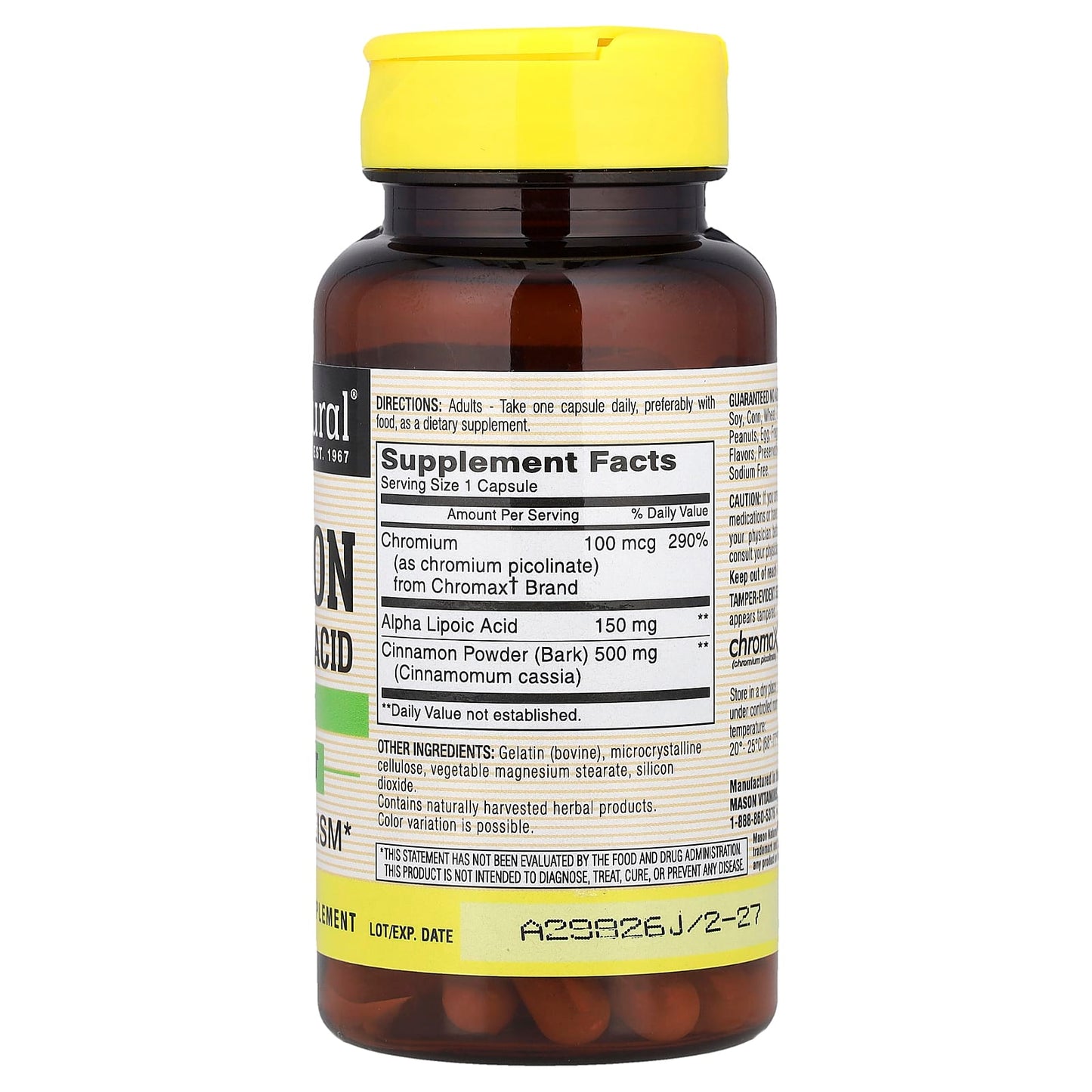 Mason Natural, Cinnamon Alpha Lipoic Acid, 60 Capsules - Image 2