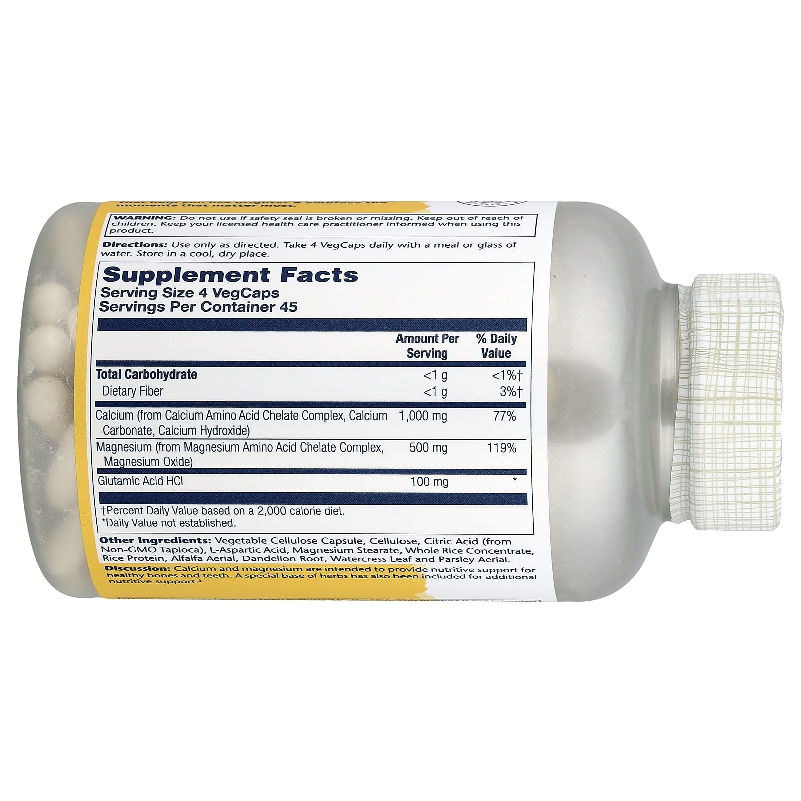 Solaray, Calcium Magnesium 2:1 Ratio, 180 VegCaps - Image 2