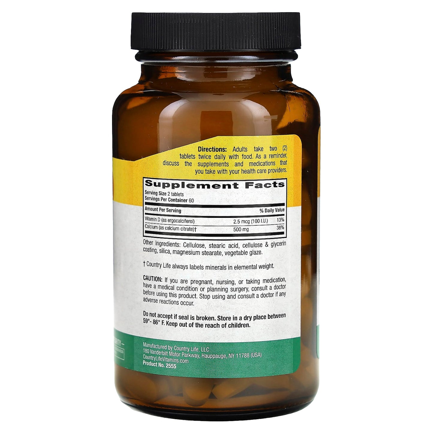Country Life Calcium Citrate with Vitamin D Supplement, 120 Tablets - Image 2