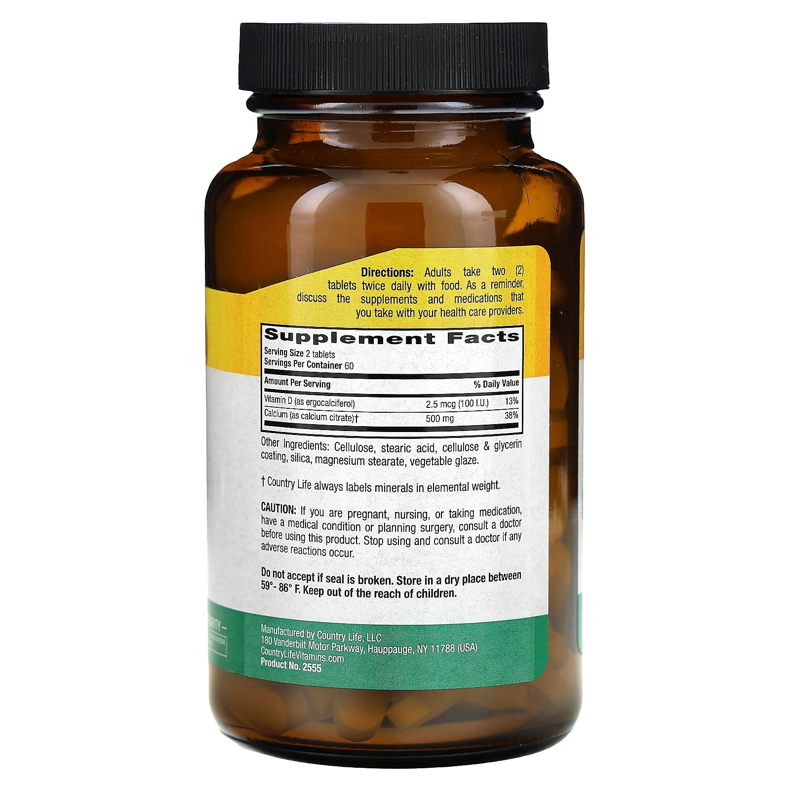 Country Life Calcium Citrate with Vitamin D Supplement, 120 Tablets - Image 2