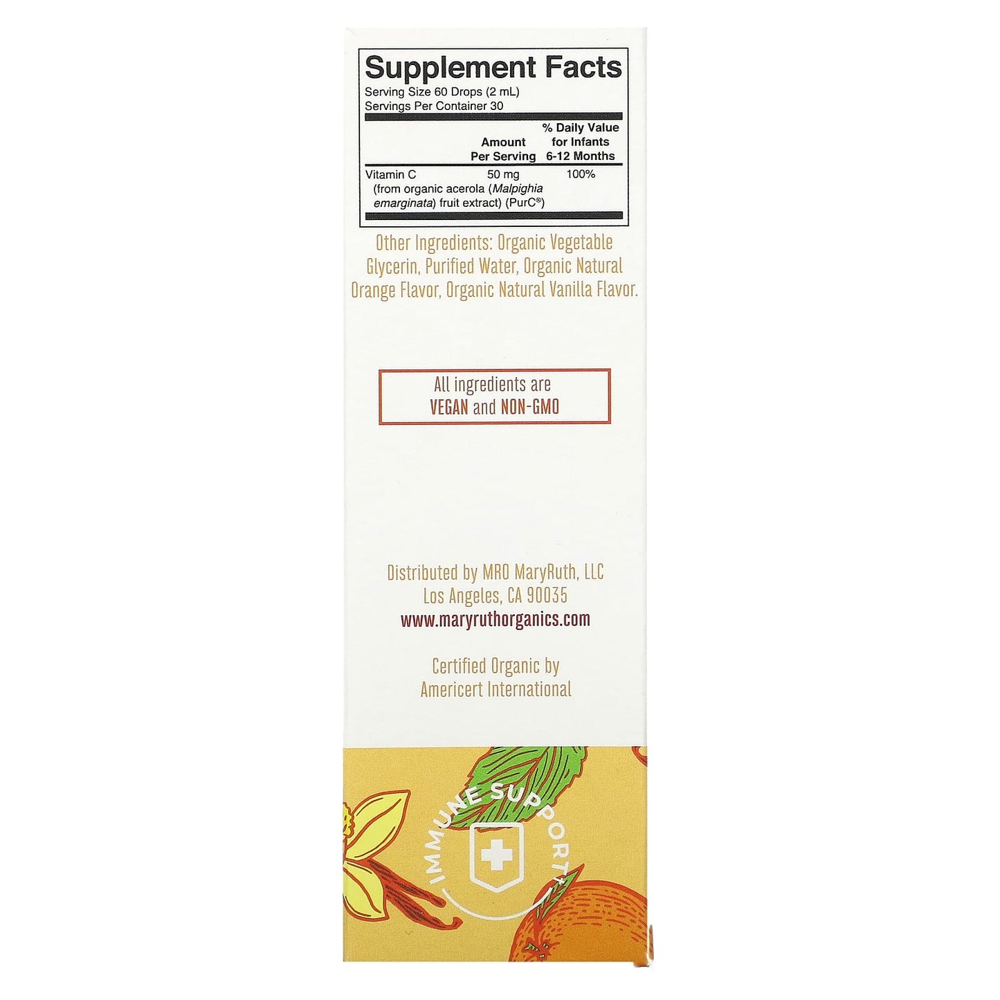 MaryRuth's, Organic Infants Vitamin C Liquid Drops, 6-12 Months, Orange Vanilla, 2 fl oz (60 ml) - Image 2