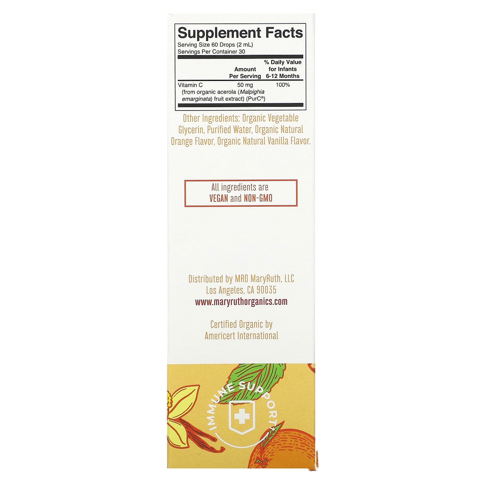 MaryRuth's, Organic Infants Vitamin C Liquid Drops, 6-12 Months, Orange Vanilla, 2 fl oz (60 ml) - Image 2