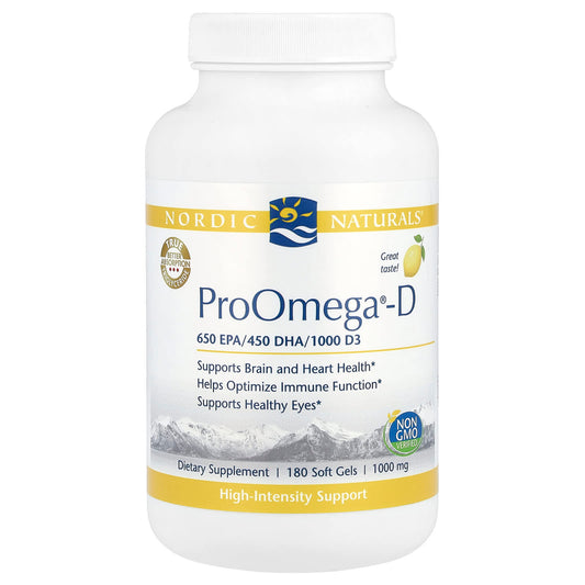 Nordic Naturals, ProOmega®-D, Lemon, 180 Soft Gels - Image 1