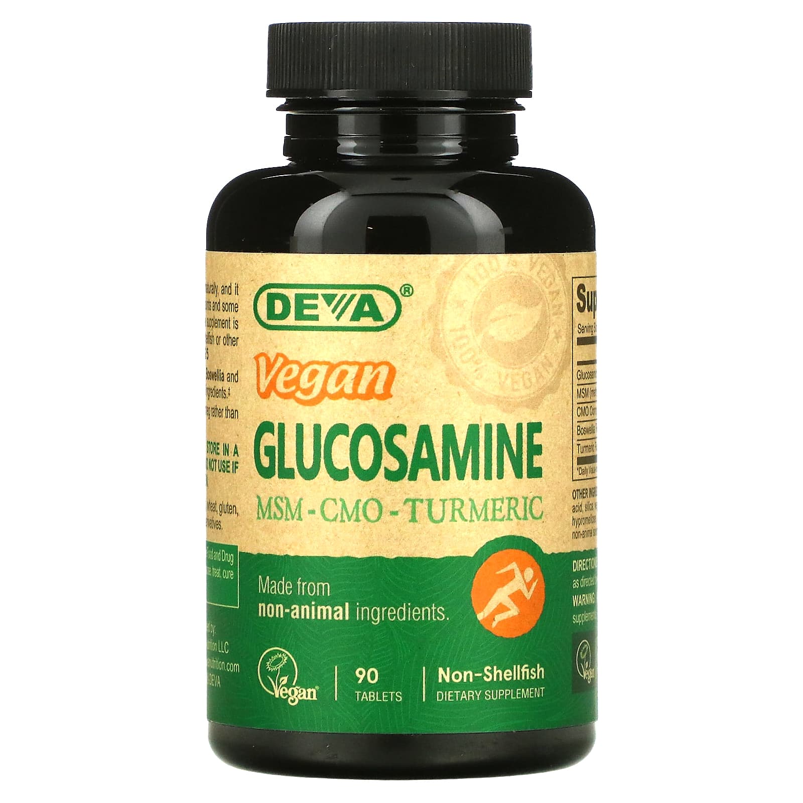 Vegan Glucosamine MSM Supplement by Deva, 90 Tablets - Image 1