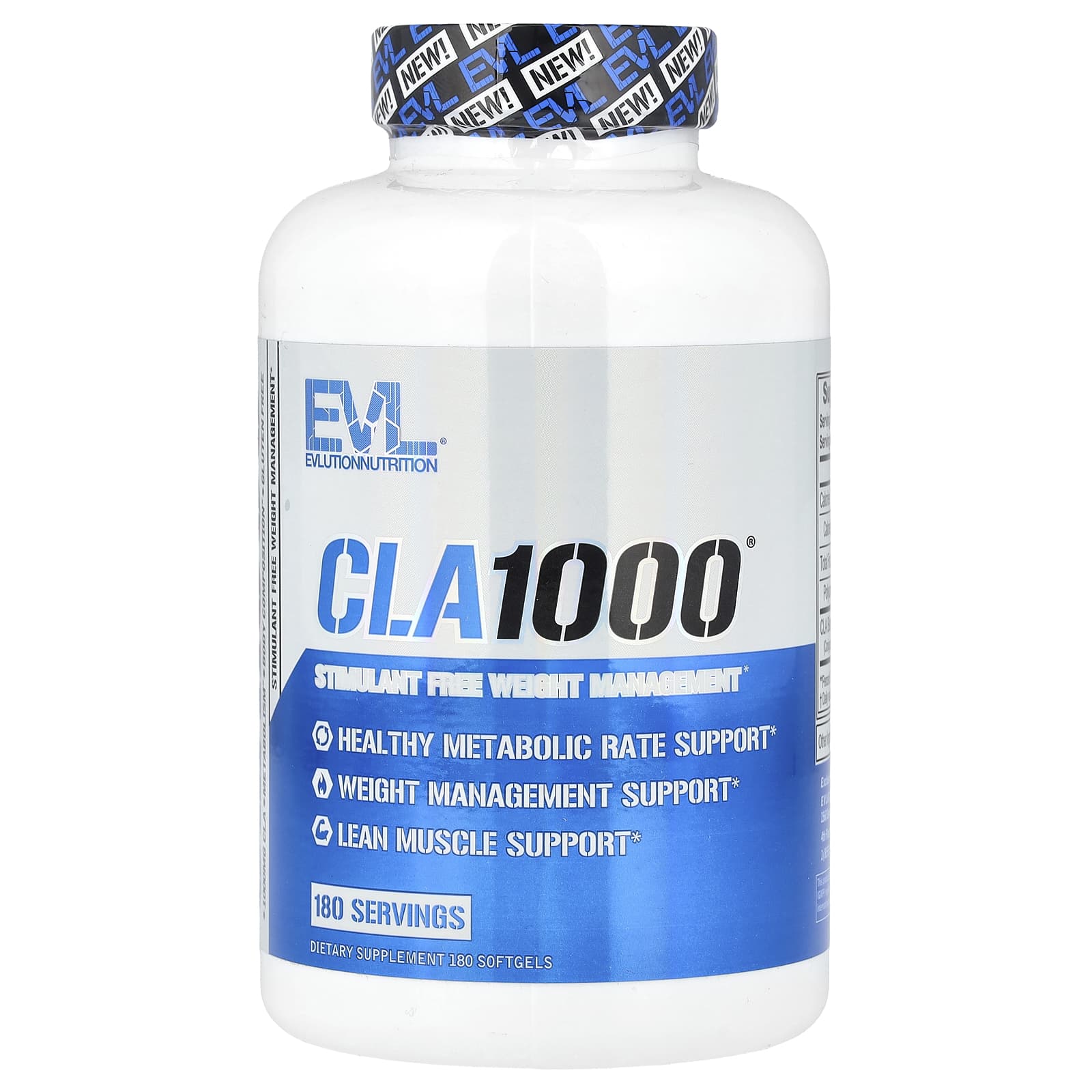 EVLution Nutrition CLA1000 Stimulant Free Weight Management 180 Softgels - Image 1