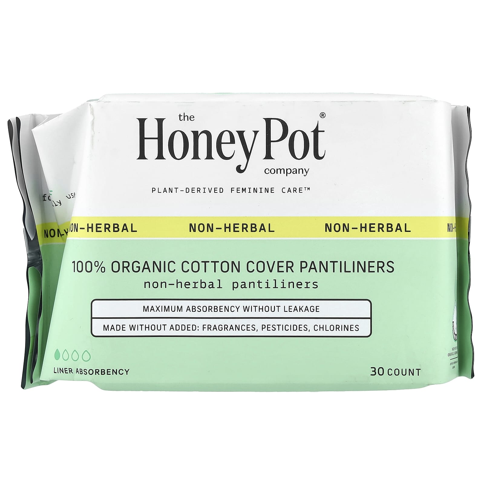 The Honey Pot Company, Organic Non-Herbal Cotton Cover Pantiliners , 30 Count - Image 1