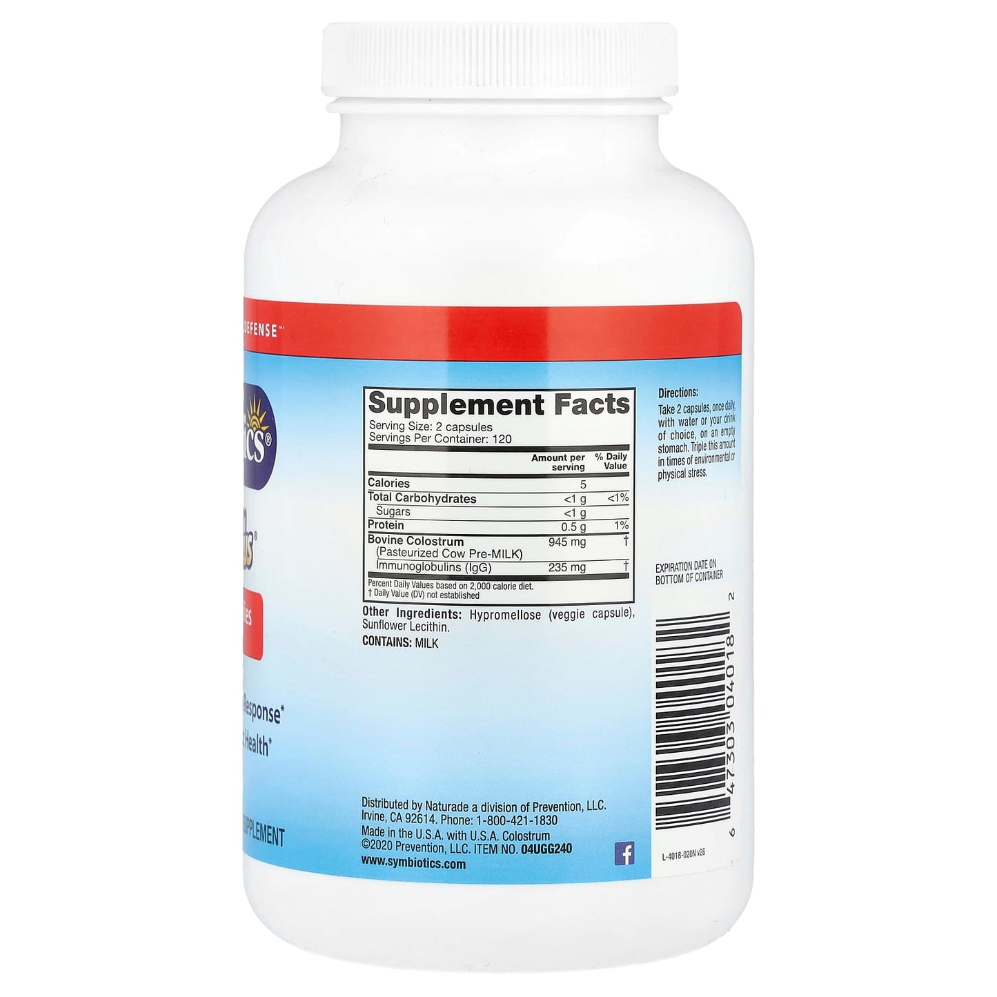 Symbiotics, Colostrum Plus®, 240 Veg Capsules - Image 2
