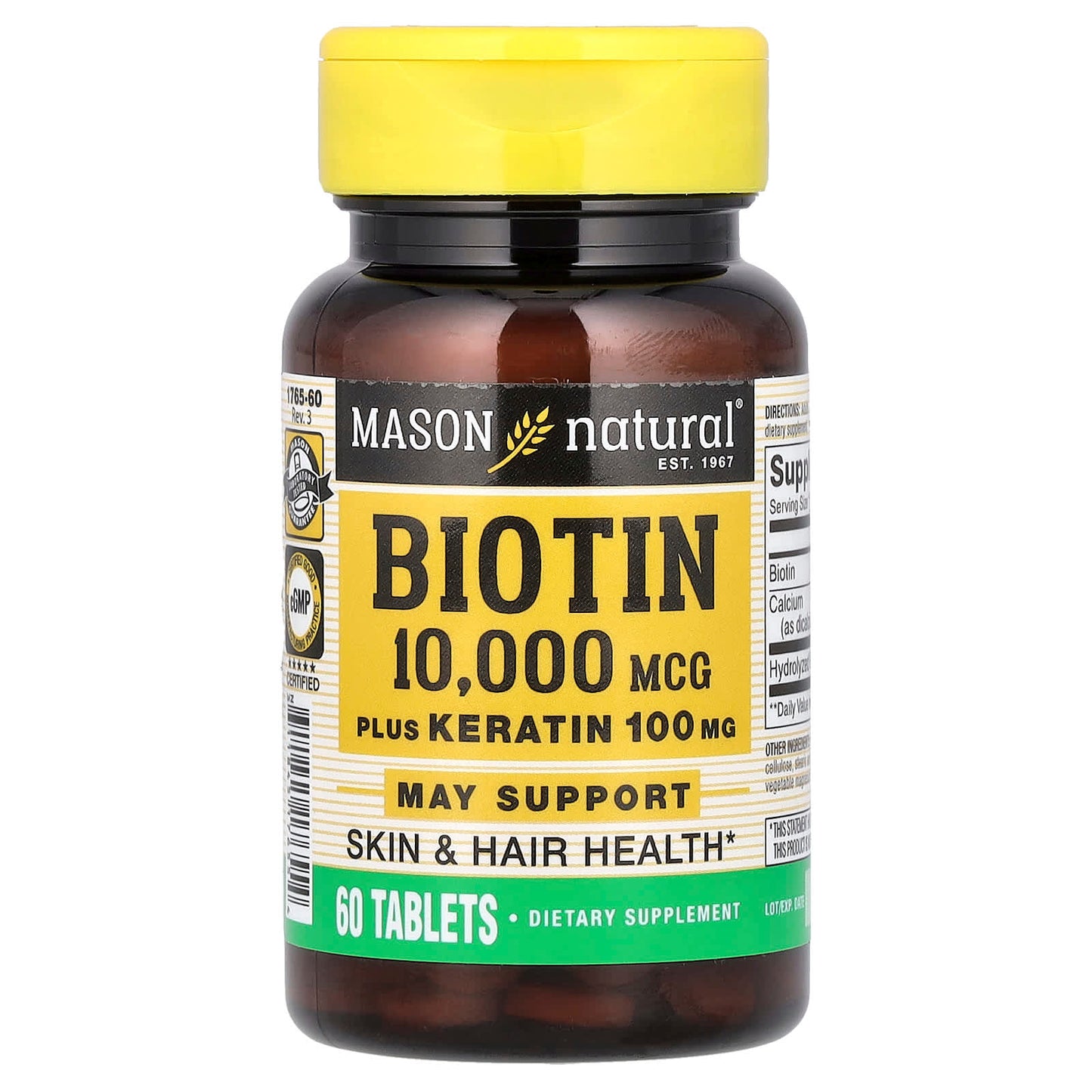 Mason Natural, Biotin Plus Keratin, 60 Tablets - Image 1