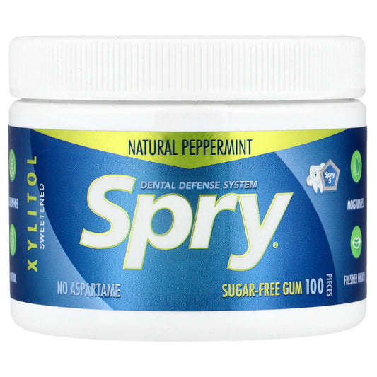 Xlear, Spry®, Dental Defense System, Sugar-Free Gum, Natural Peppermint, 100 Pieces - Image 1