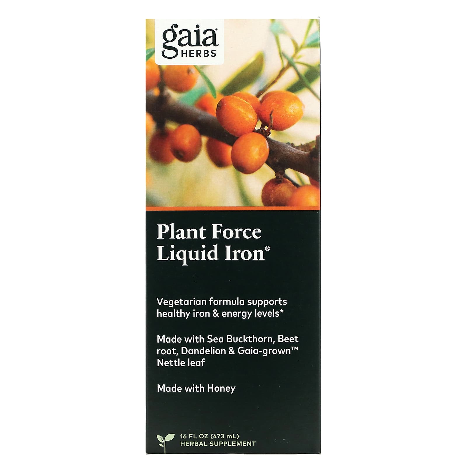 Gaia Herbs Plant Force Liquid Iron Supplement - 16 fl oz (473 ml) - Image 1