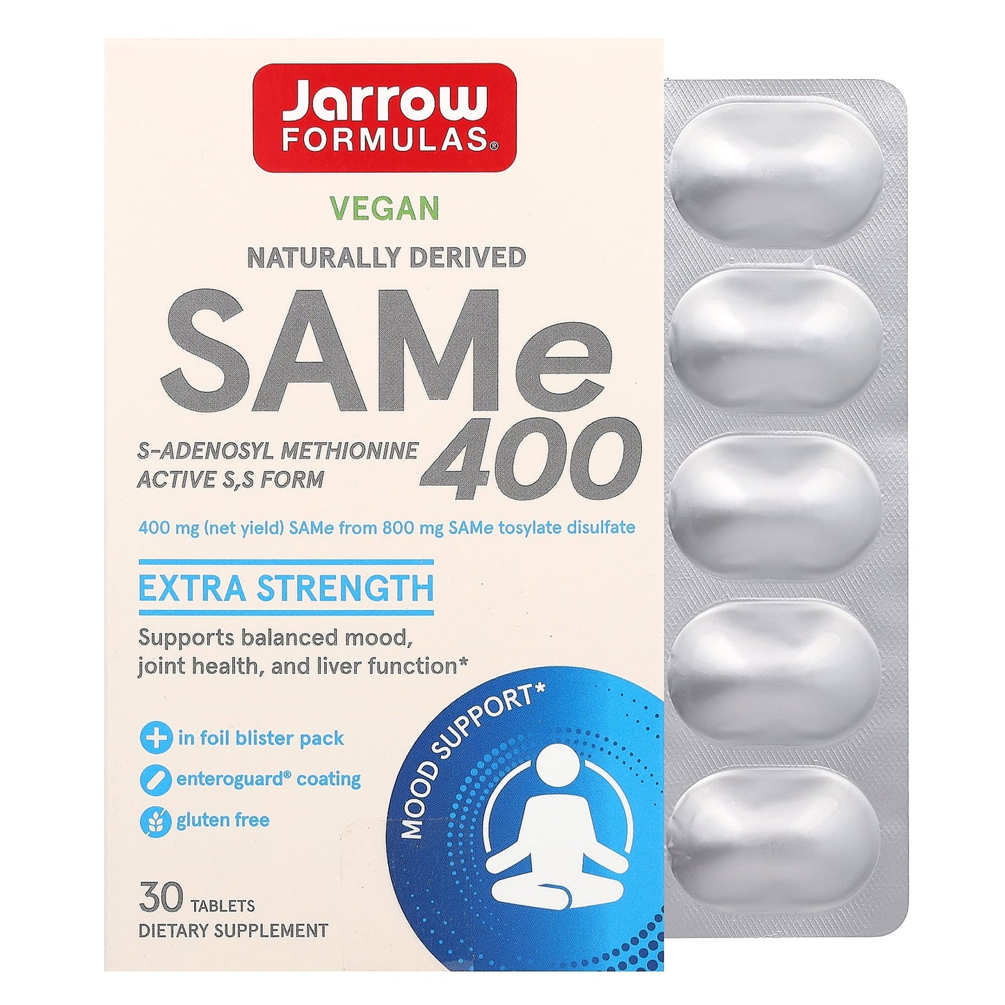 Jarrow Formulas SAMe 400 - Extra Strength Joint Health, Mood & Liver Support - Image 1