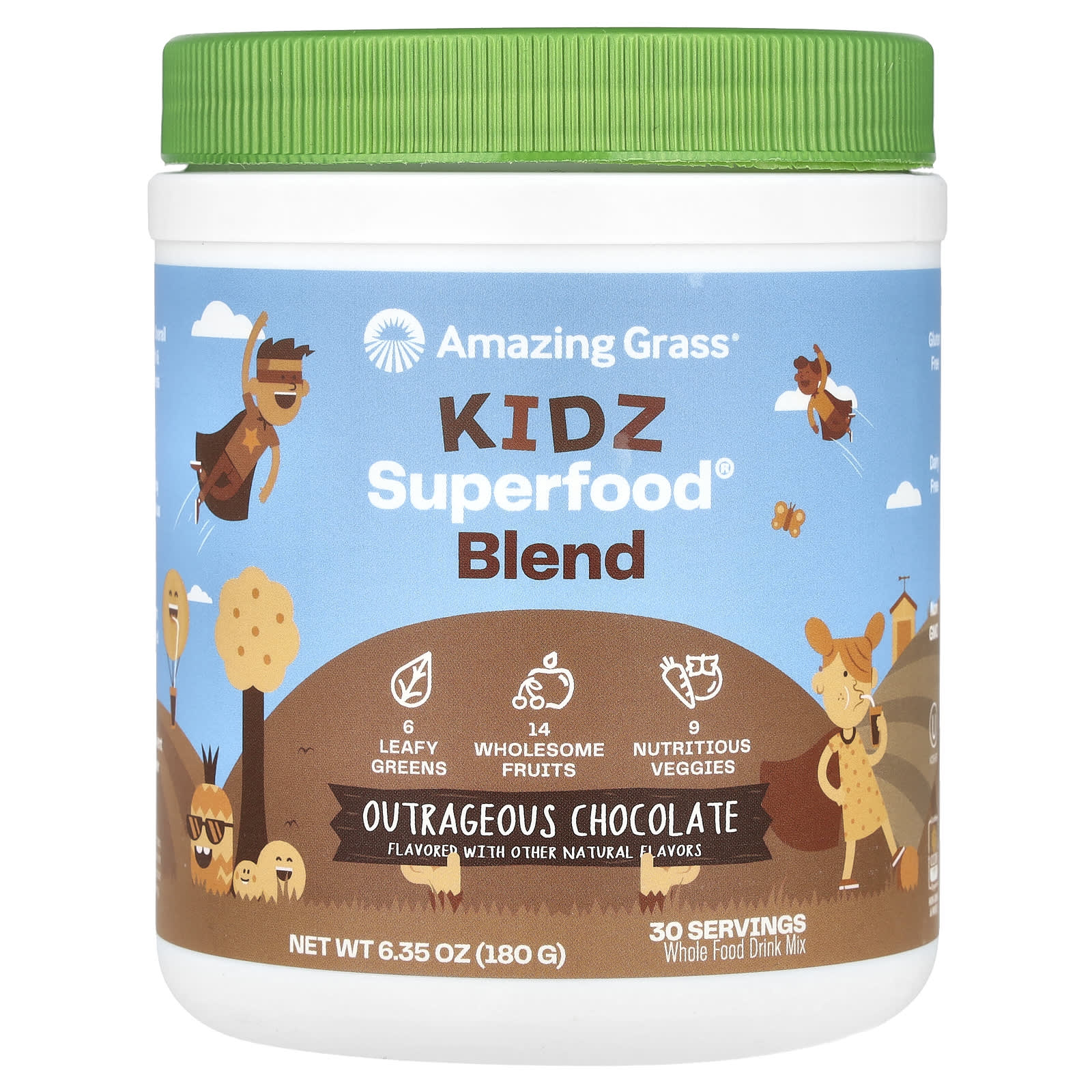 Amazing Grass, Kidz Superfood® Blend, Outrageous Chocolate, 6.35 oz (180 g)