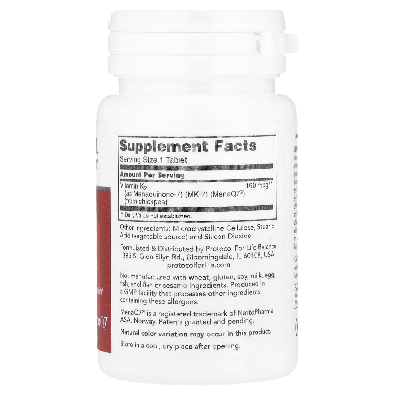 Protocol for Life Balance, MK-7 Vitamin K2, 160 mcg, 60 Tablets - Image 2