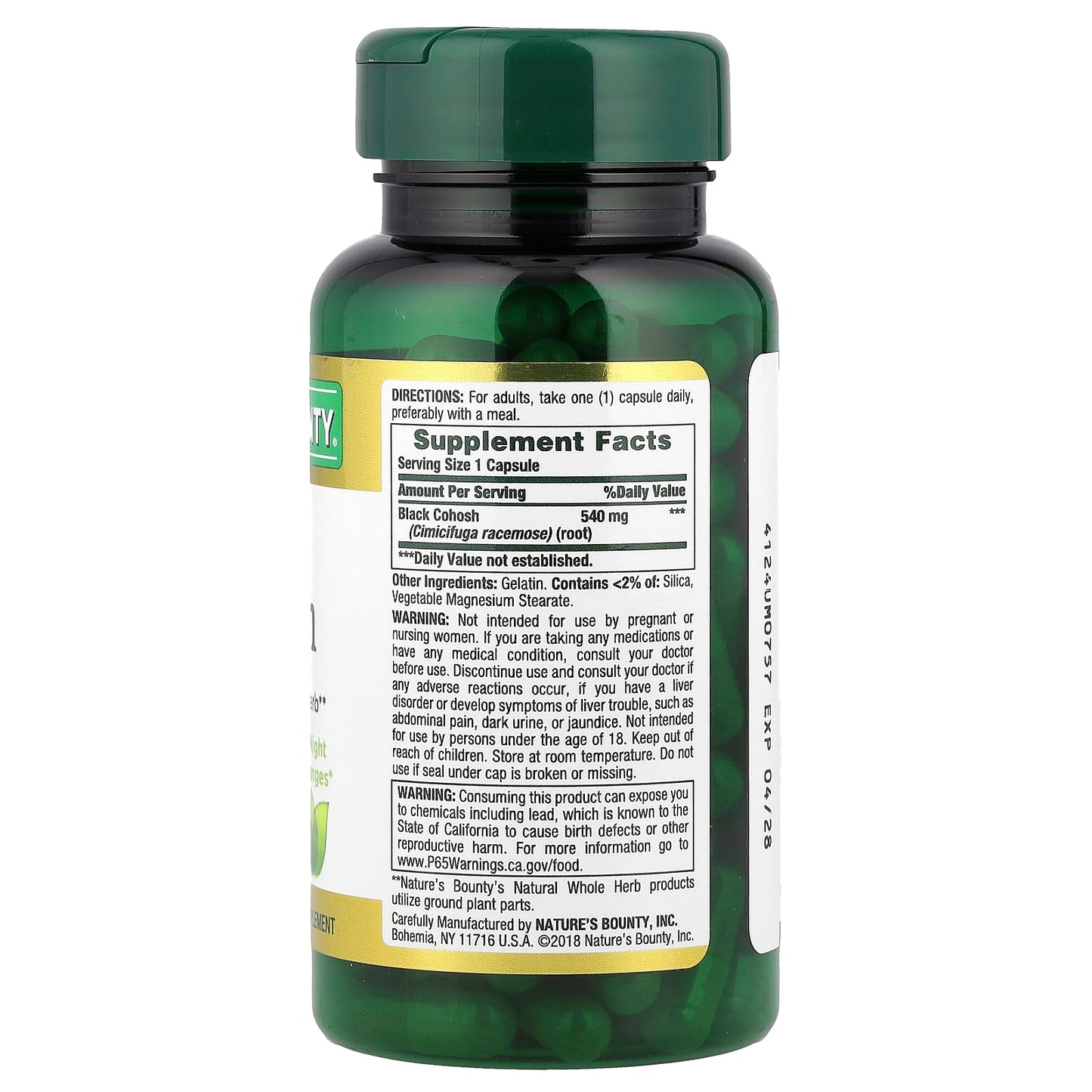 Nature's Bounty, Black Cohosh, 540 mg, 100 Capsules - Image 2