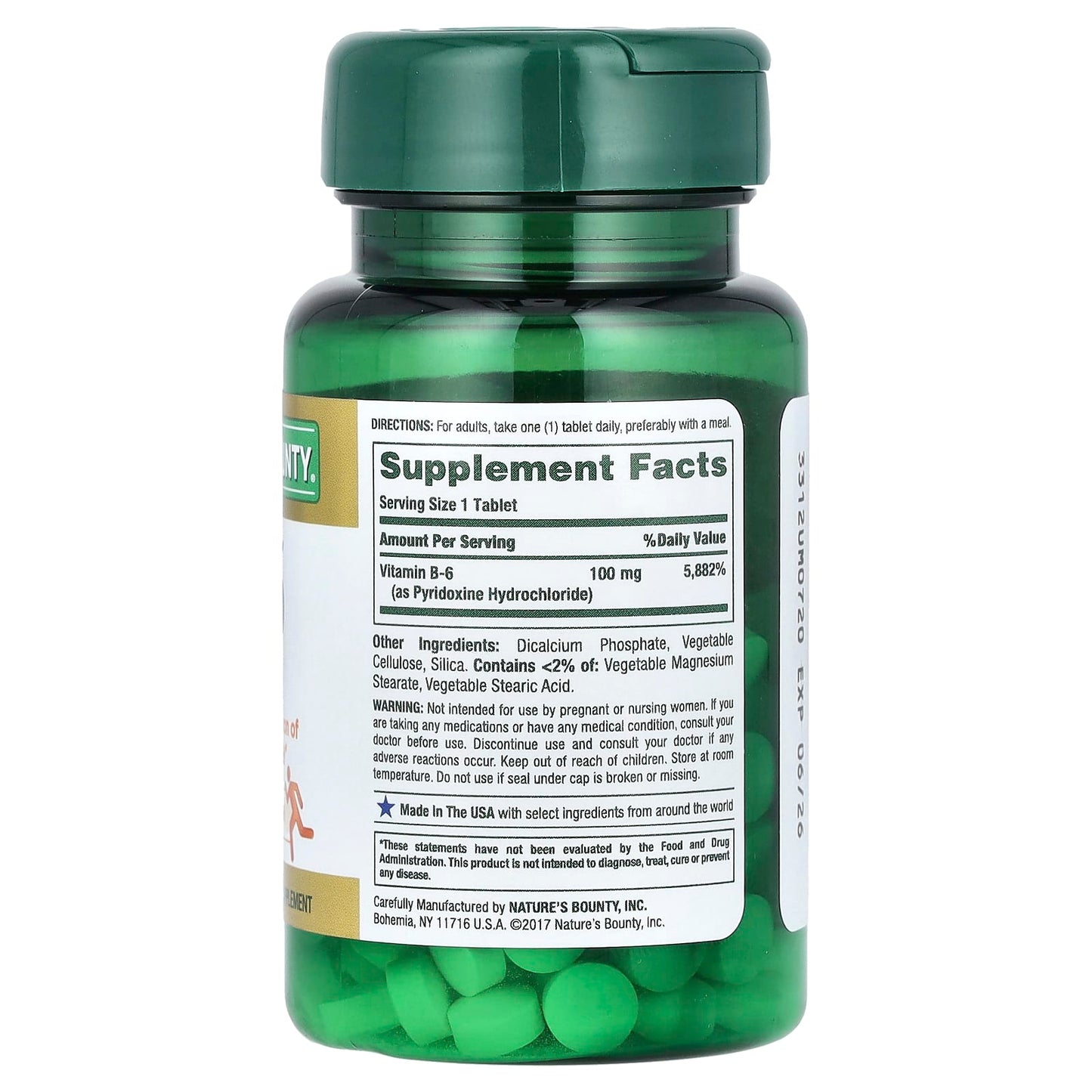 Nature's Bounty, Vitamin B-6, 100 mg, 100 Tablets - Image 2