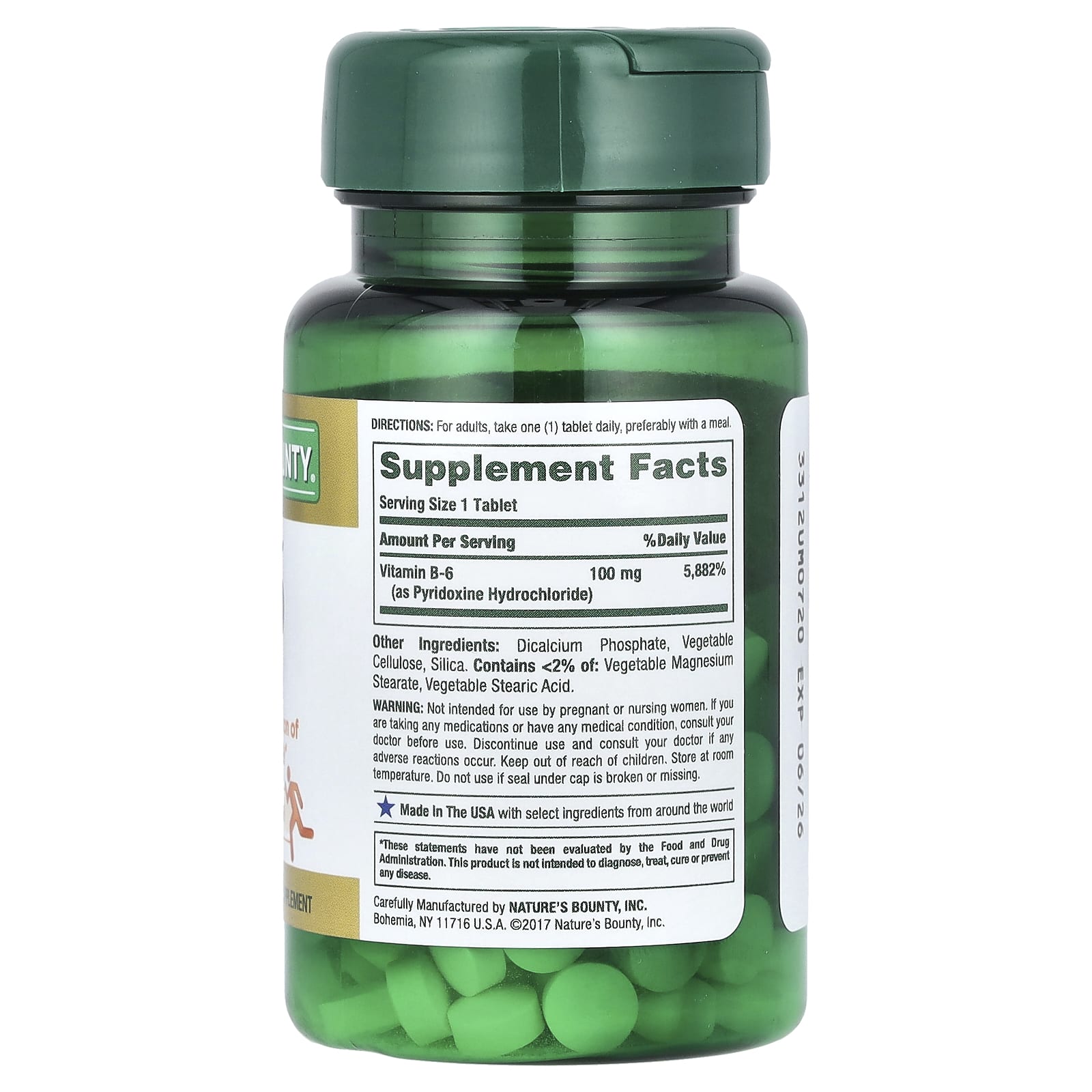 Nature's Bounty, Vitamin B-6, 100 mg, 100 Tablets - Image 2